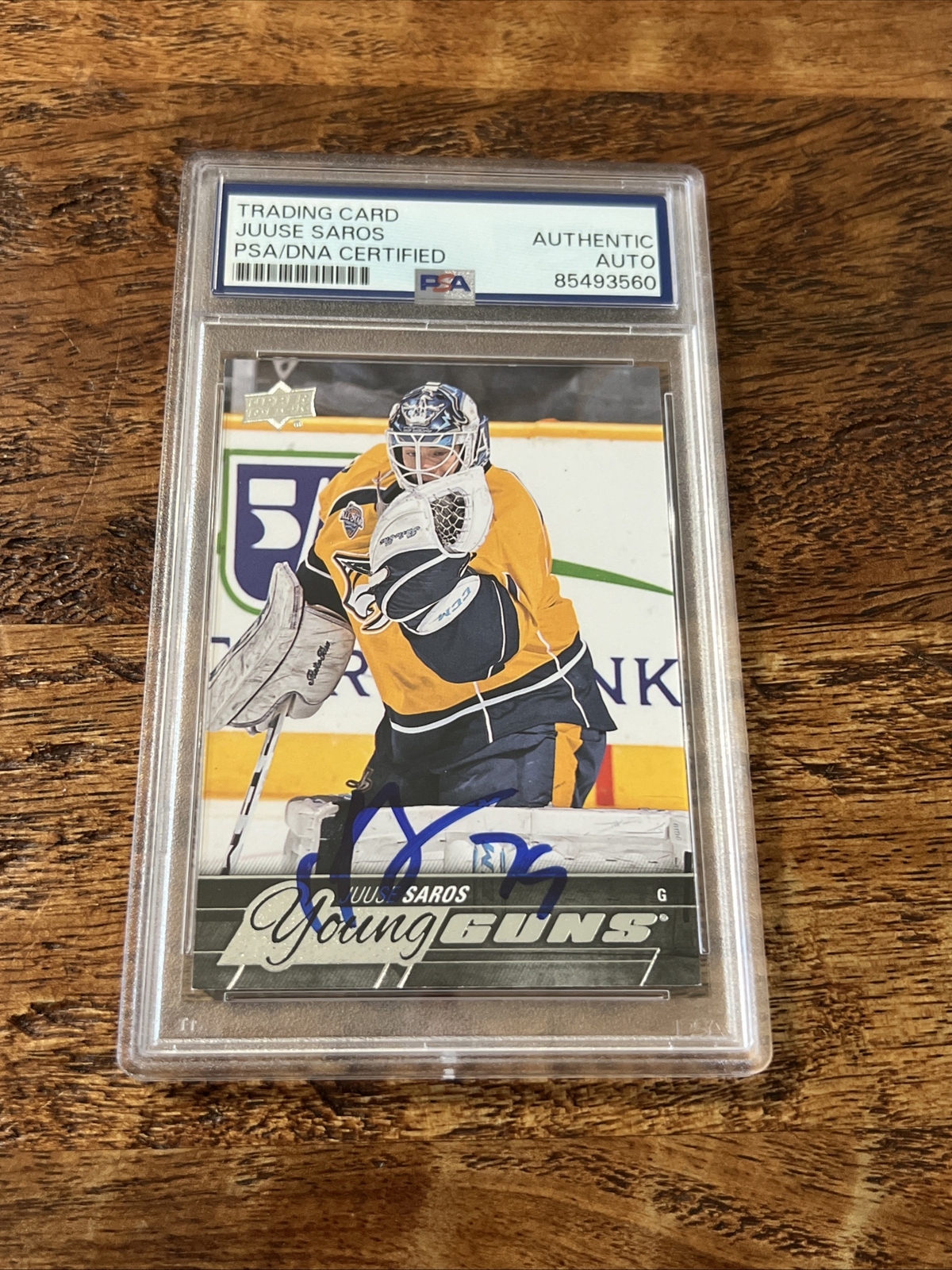 Juuse Saros IP Signed UD Young Guns Card PSA DNA Coa Predators Autographed