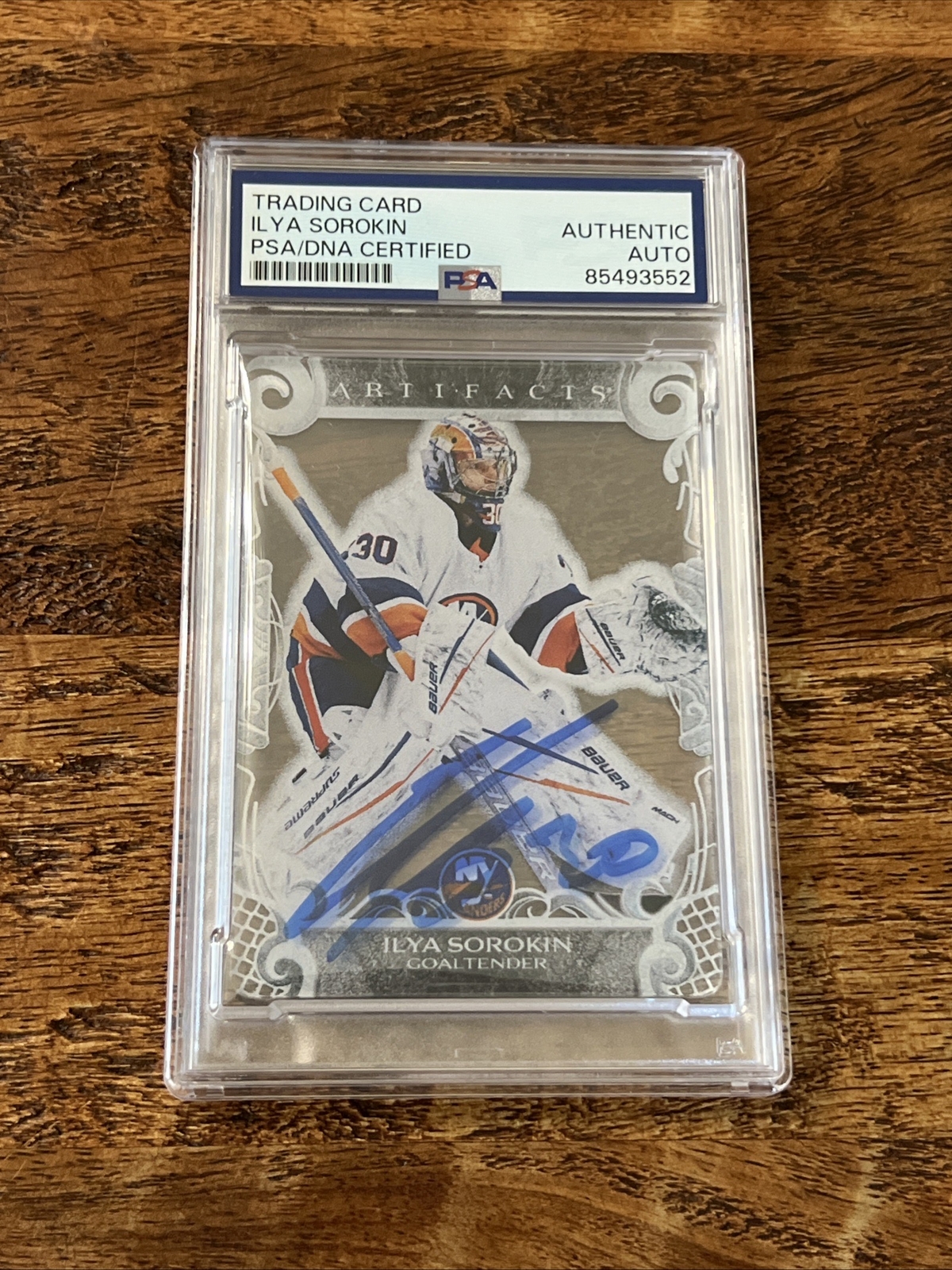 Ilya Sorokin IP Signed UD Artifacts Plexi Glass Card Psa Dna Slab Islanders Auto