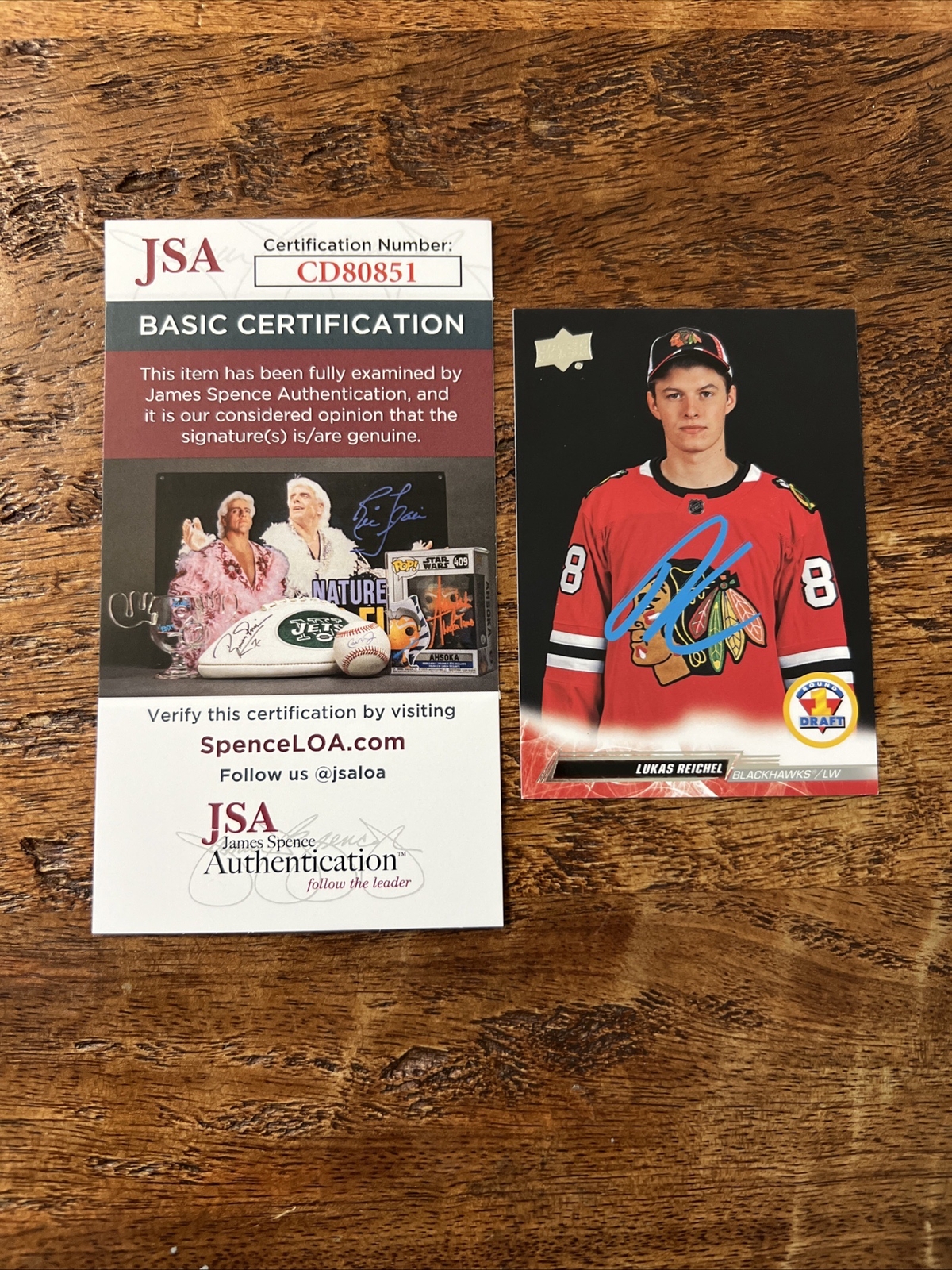 Lukas Reichel IP Signed Upper Deck RC Card JSA Coa Blackhawks Autographed