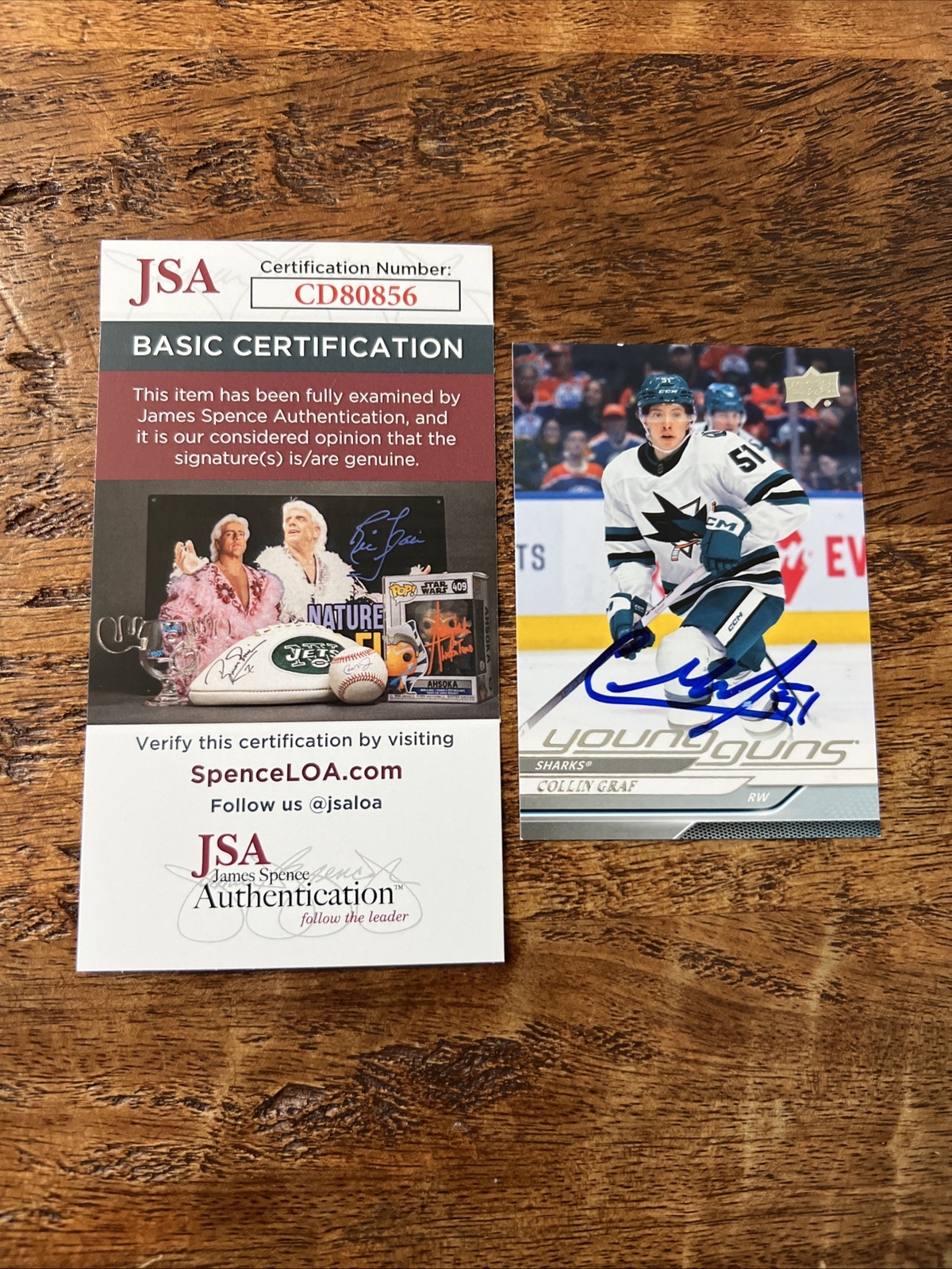Collin Graf IP Signed Upper Deck Young Guns Card JSA Coa Sharks Autographed