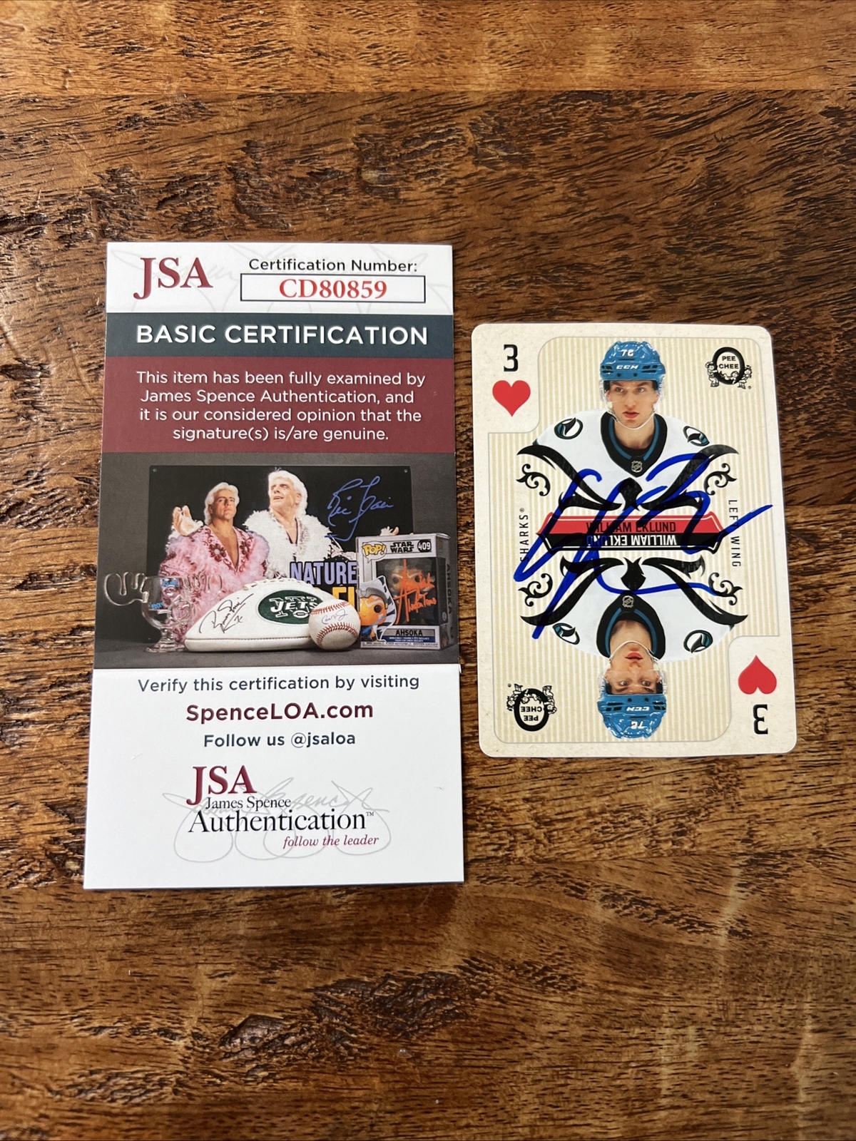 William Eklund IP Signed O Pee Chee Card JSA Coa Sharks Autographed