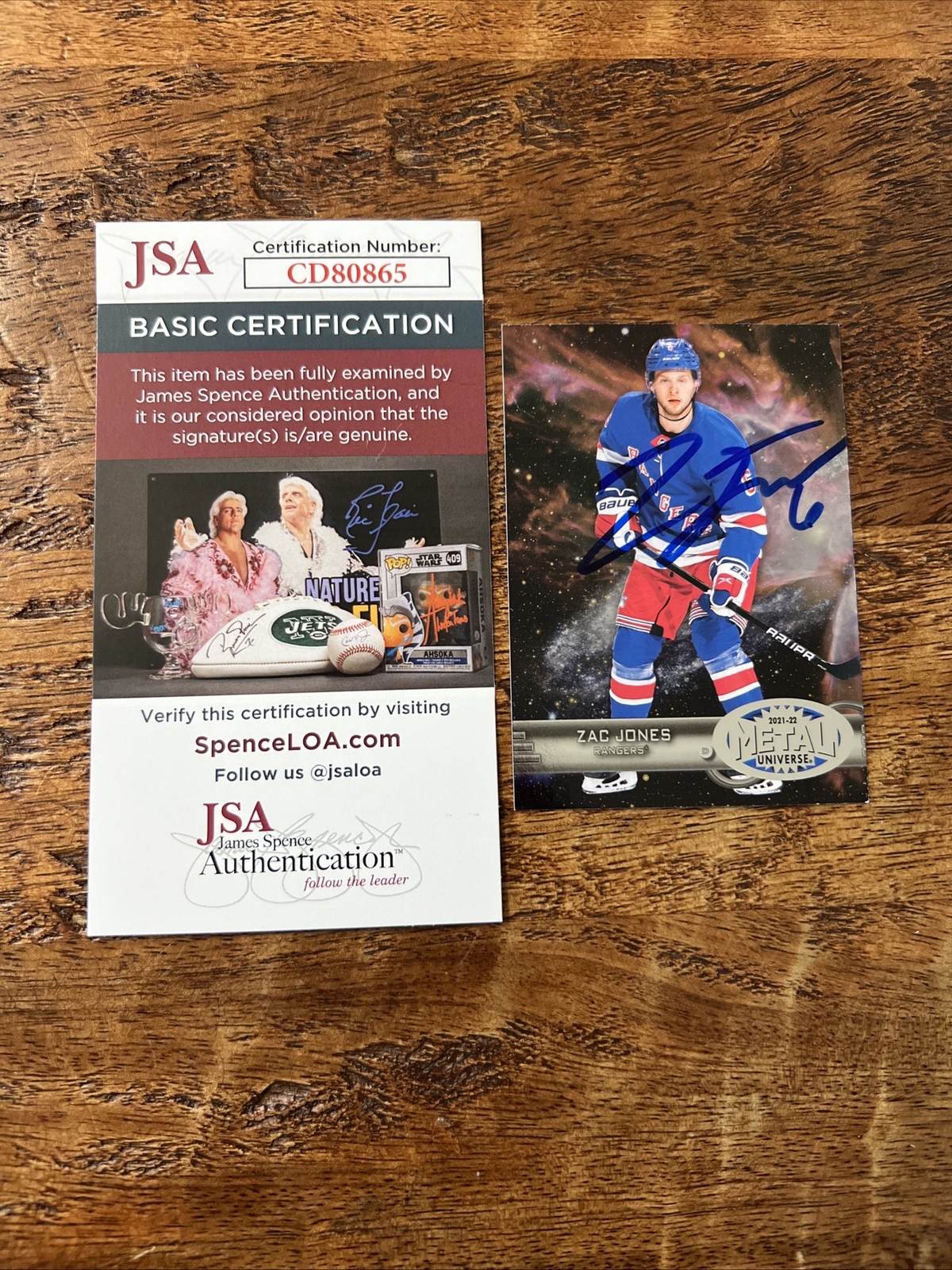 Zac Jones IP Signed Skybox Metal Rookie Card JSA Coa Rangers Autographed