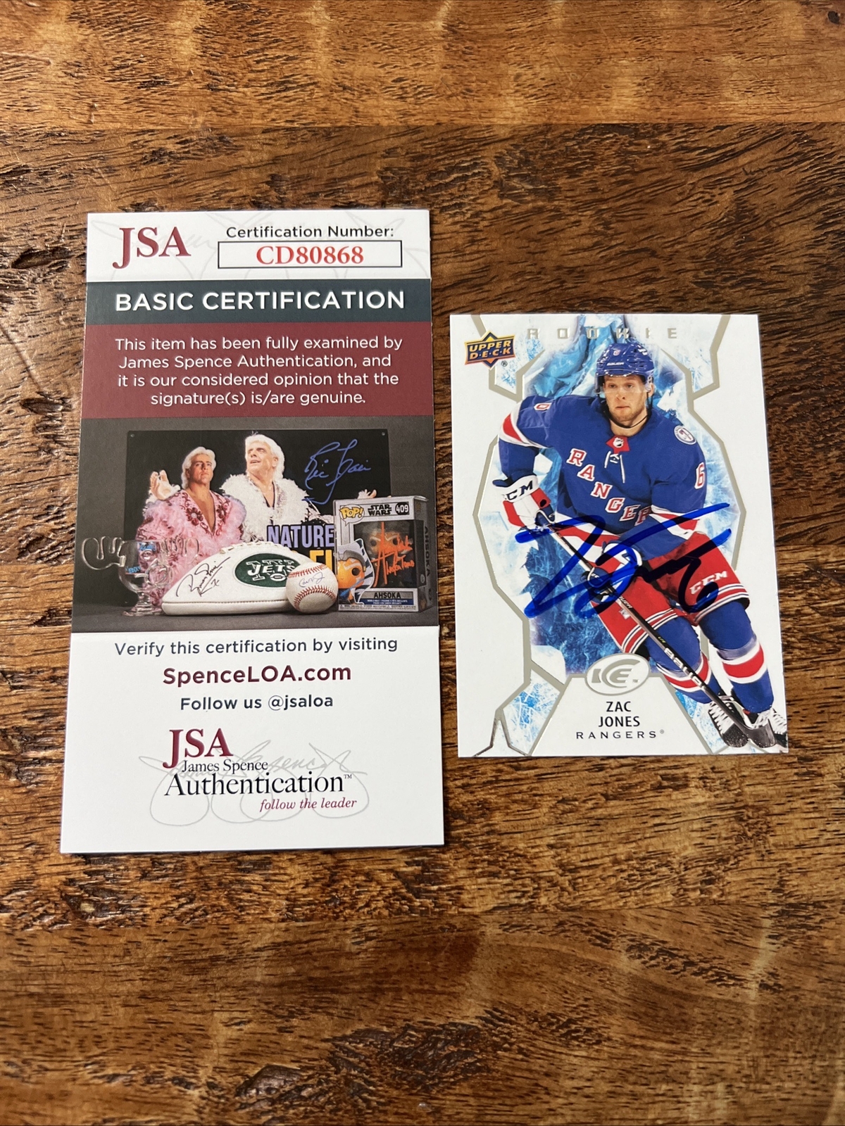 Zac Jones IP Signed Upper Deck Ice Rookie Card JSA Coa Rangers Autographed