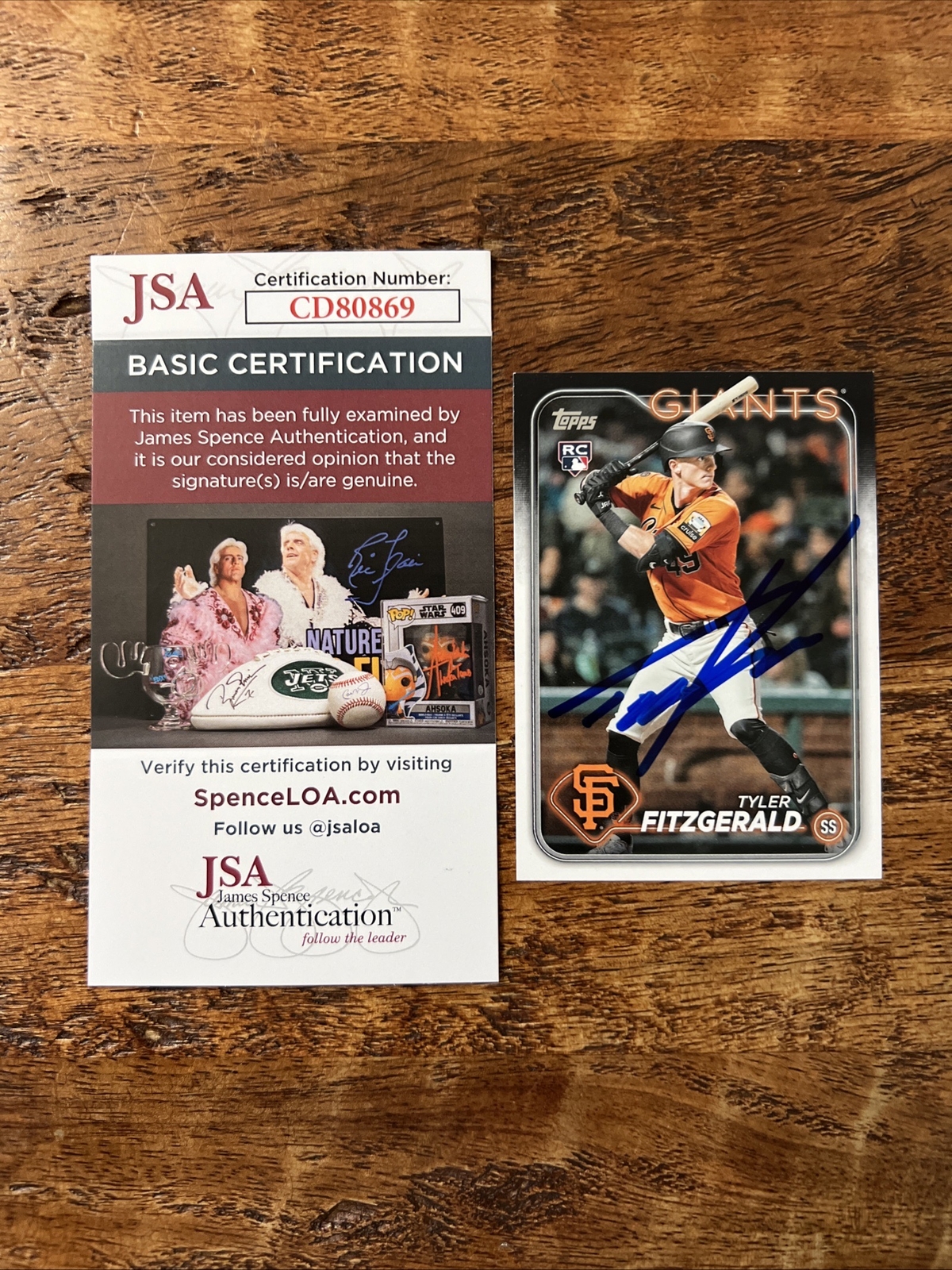 Tyler Fitzgerald IP Signed Topps Rookie Card JSA Coa Giants Autographed