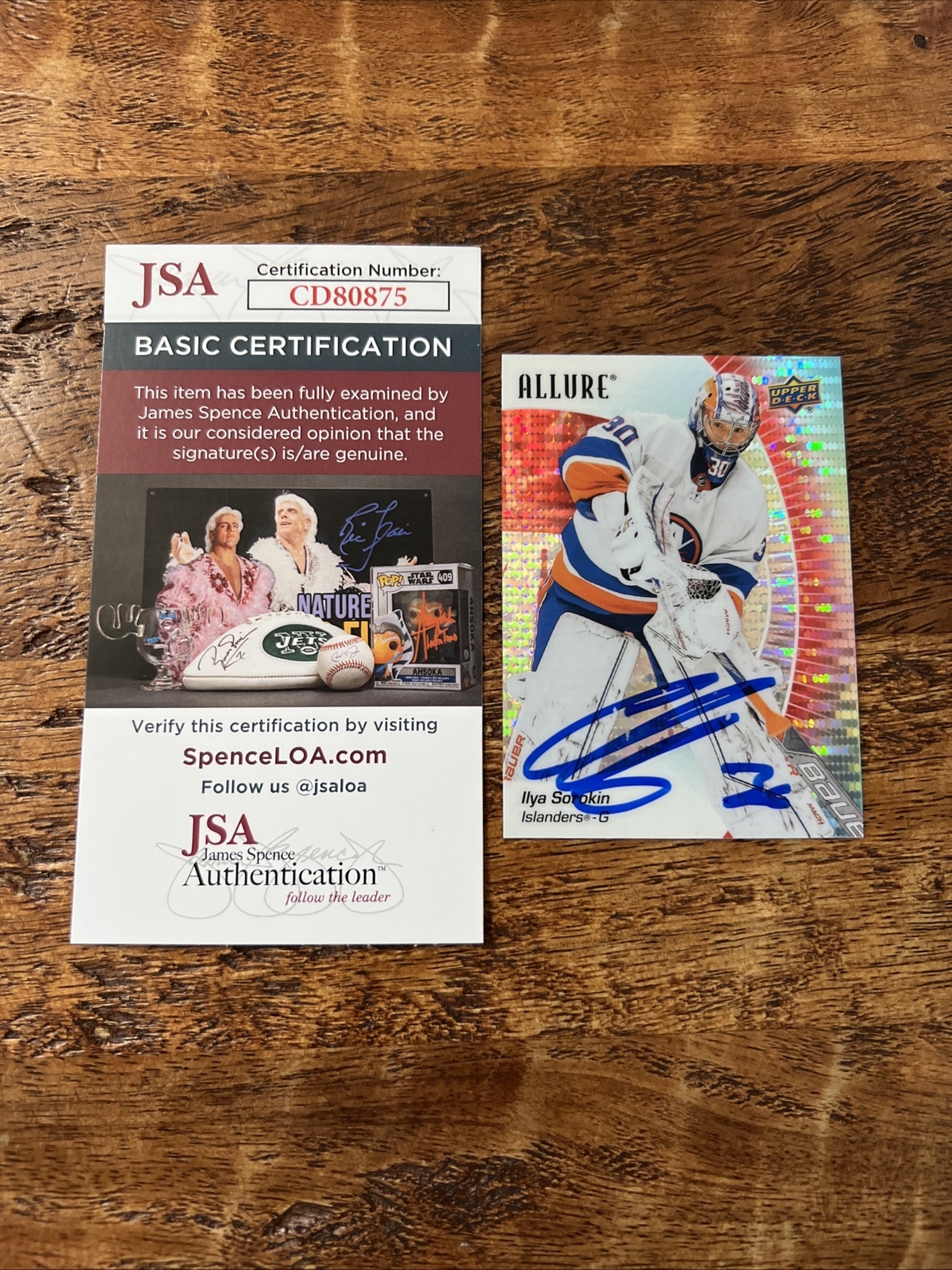 Ilya Sorokin IP Signed Upper Deck Allure Card JSA Coa Islanders Autographed
