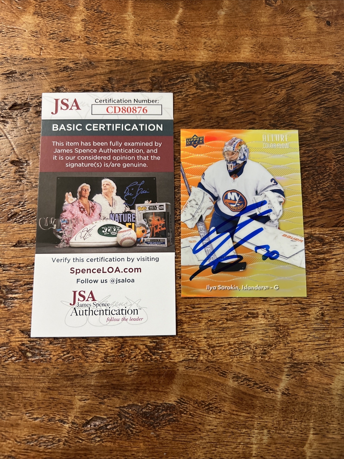 Ilya Sorokin IP Signed Upper Deck Allure Card JSA Coa Islanders Autographed