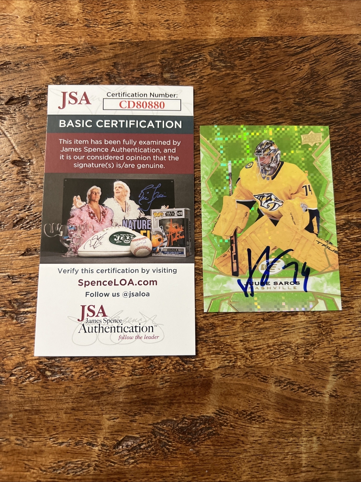 Juuse Saros IP Signed Upper Deck Ice Card JSA Coa Autographed Predators