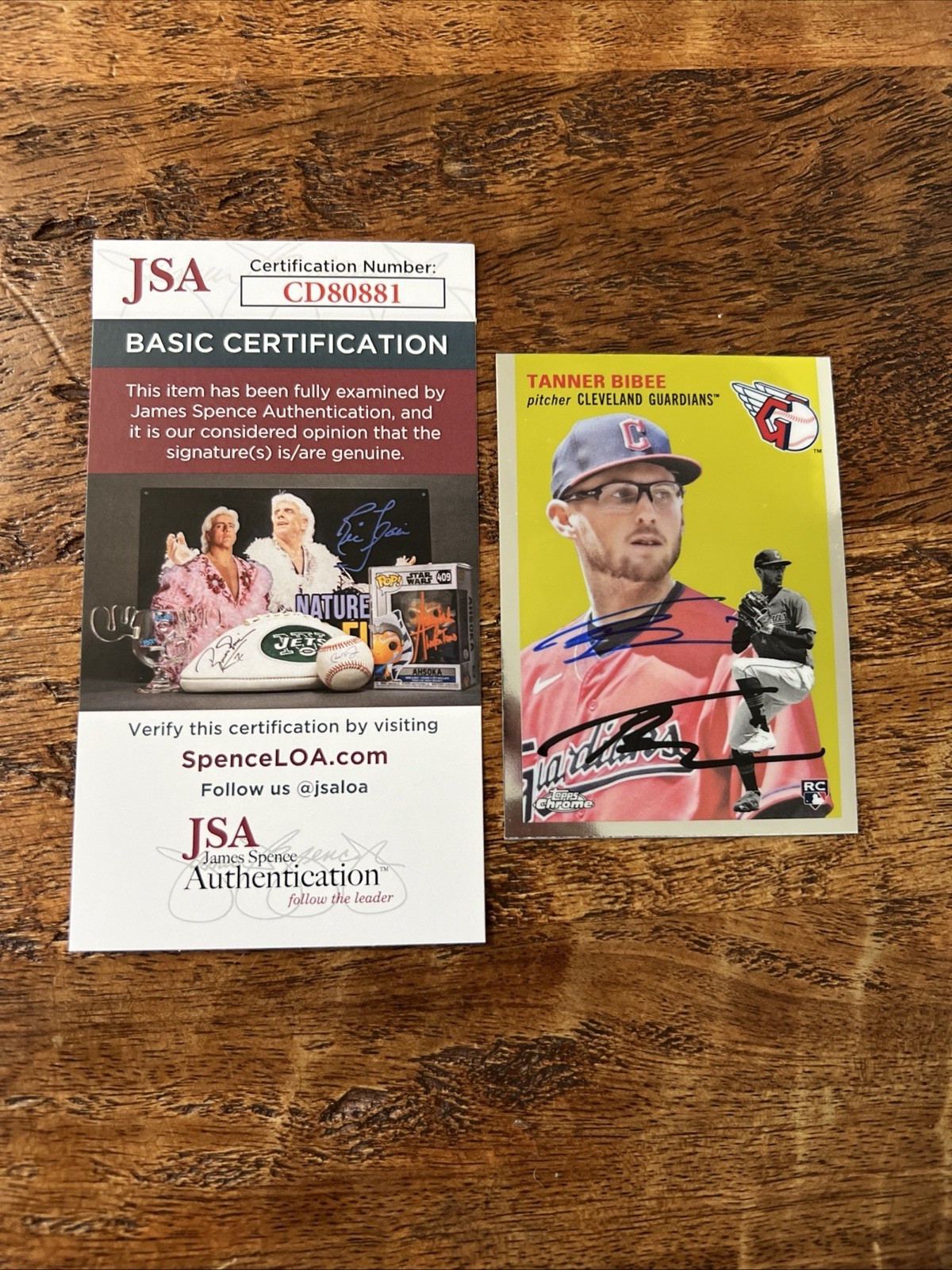 Tanner Bibee IP Signed Topps Chrome Rookie Card JSA Coa Autographed Guardians