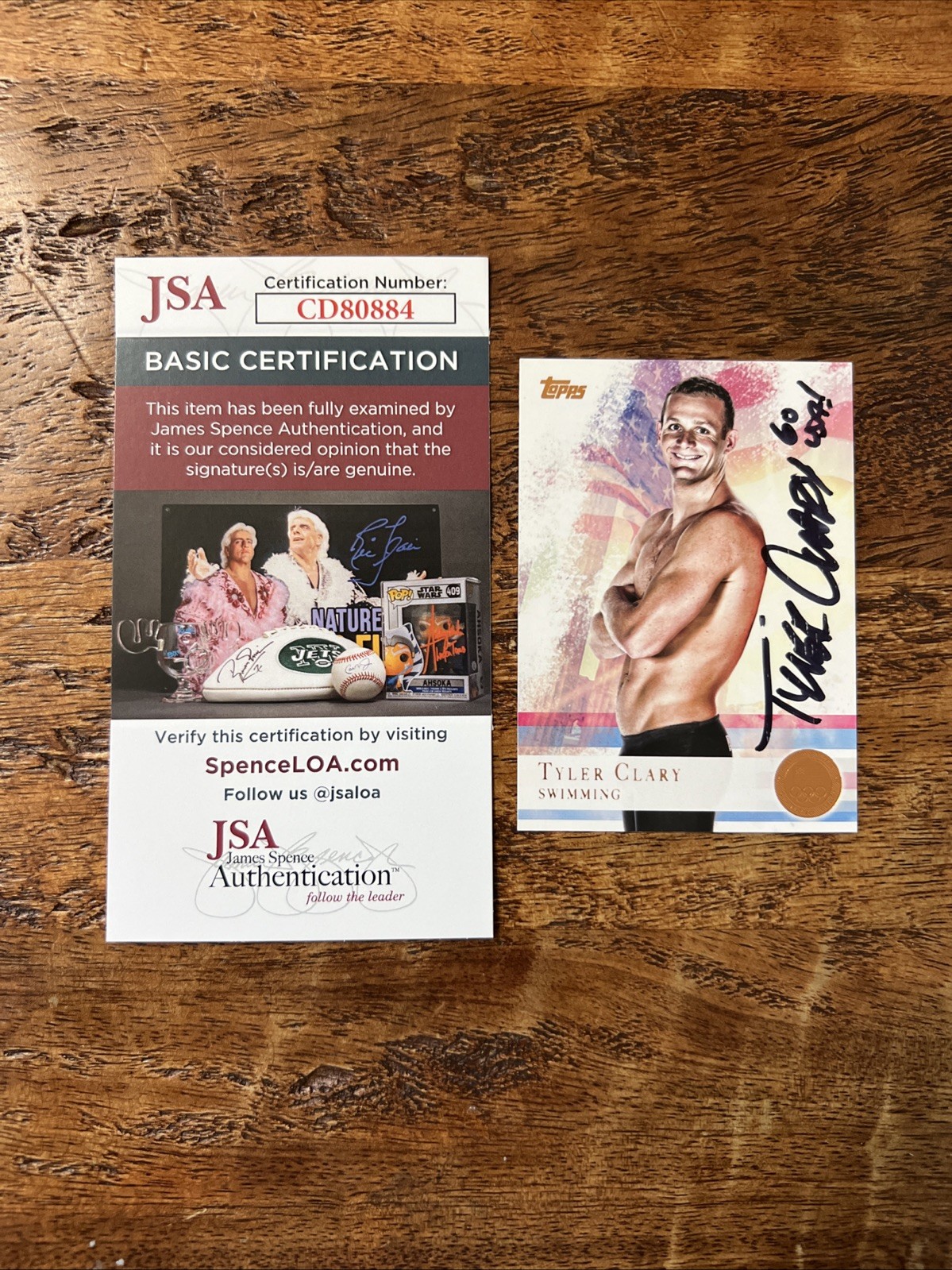 Tyler Clary IP Signed Topps Card JSA Coa Autographed USA Swimming