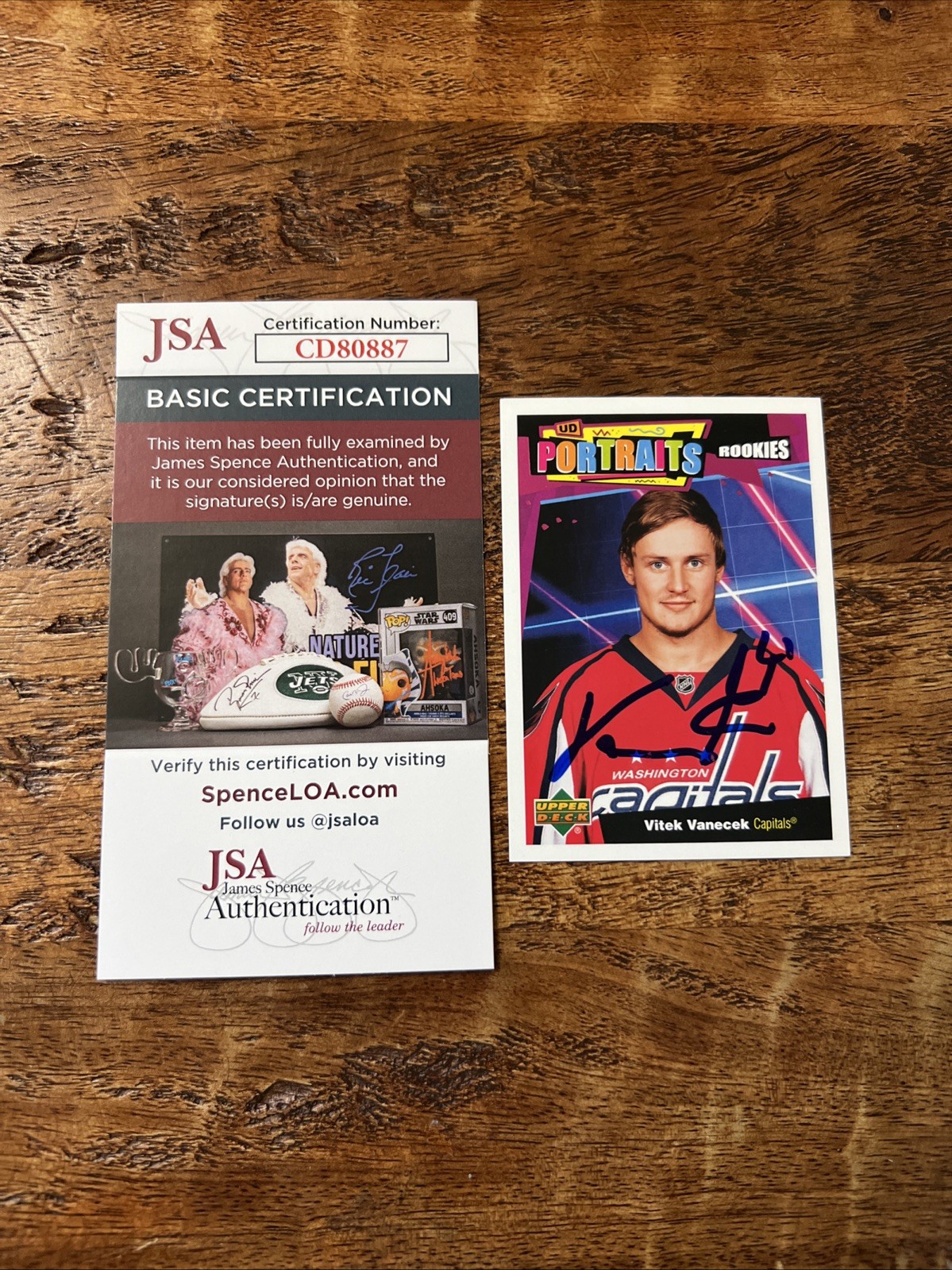 Vitek Vanecek IP Signed UD Portraits Rookie Card JSA Coa Capitals Autographed