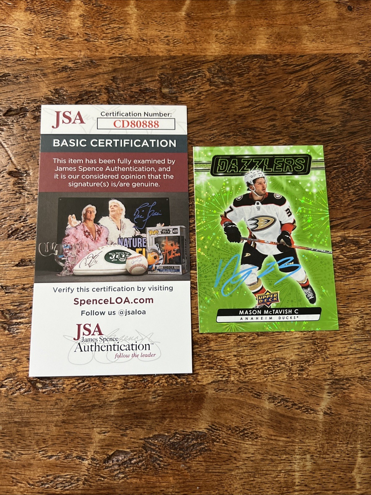 Mason McTavish IP Signed UD Dazzlers Card JSA Coa Autographed Ducks