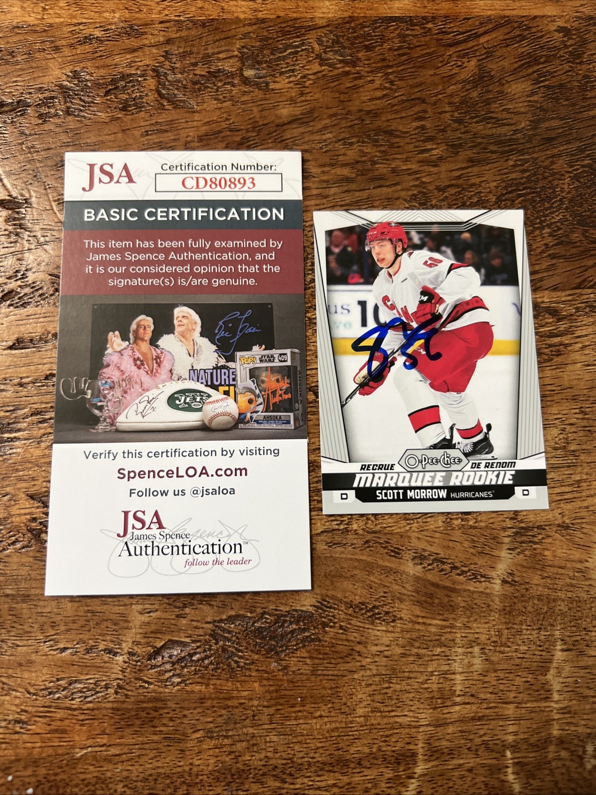 Scott Morrow IP Signed O Pee Chee RC Card JSA Coa Hurricanes Autographed