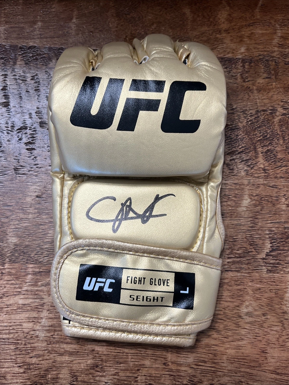 Carlos Prates Signed Gold UFC MMA Glove JSA Coa Autographed The Nightmare