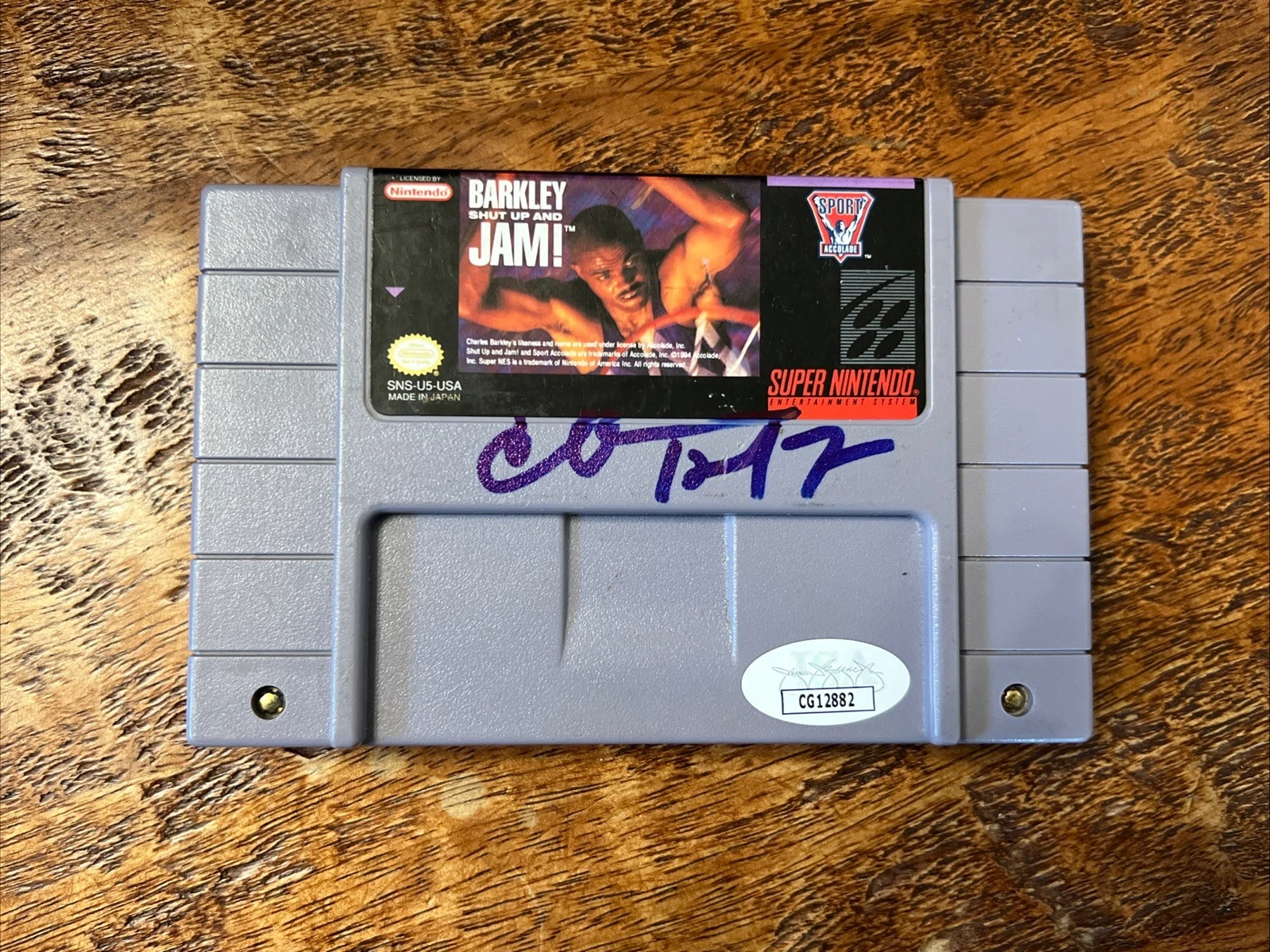 Charles Barkley Signed Shut Up And Jam Super Nintendo Video Game JSA Coa Suns