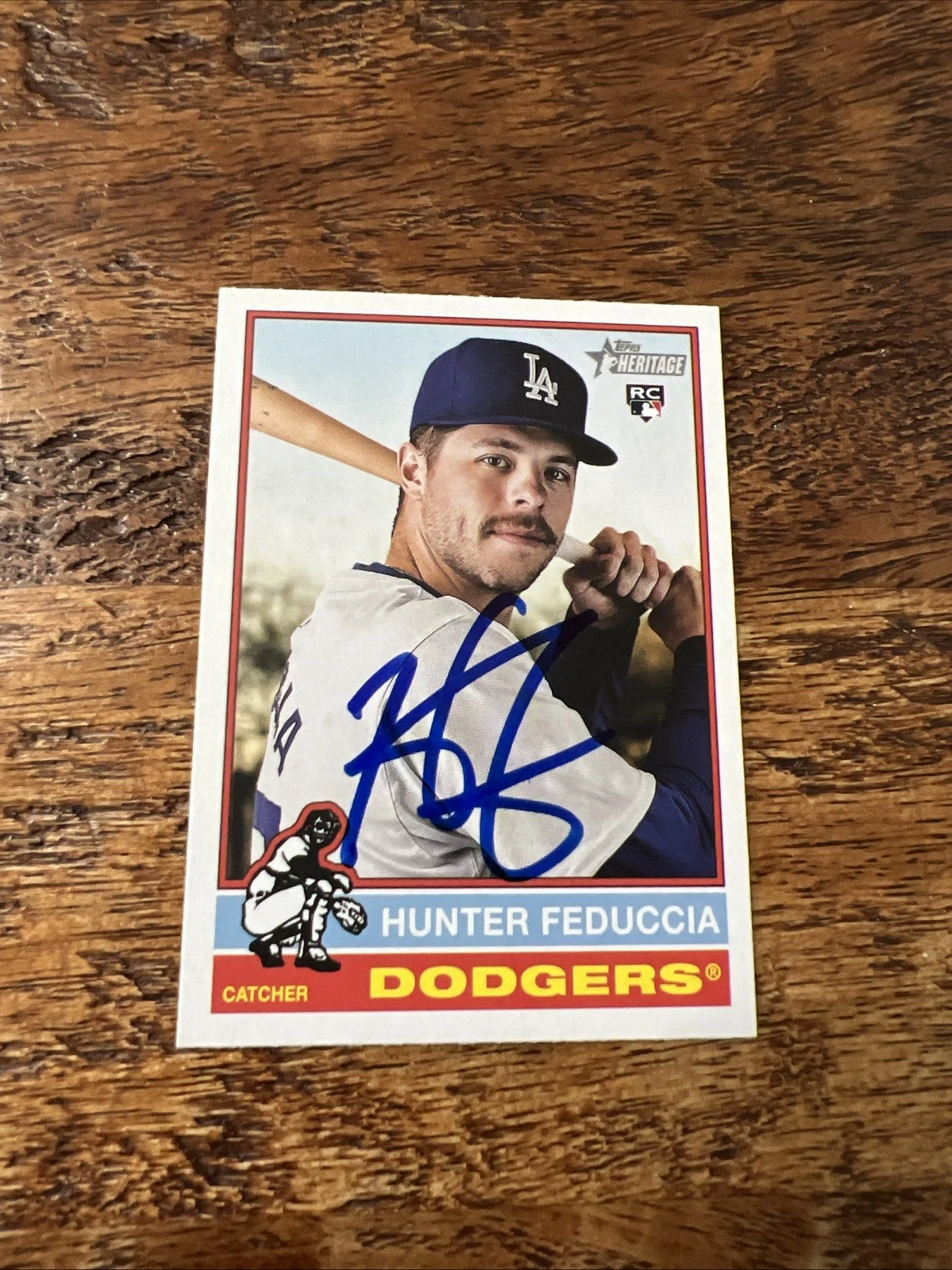 Hunter Feduccia IP Signed 2025 Topps Heritage Rookie Card Dodgers Autographed