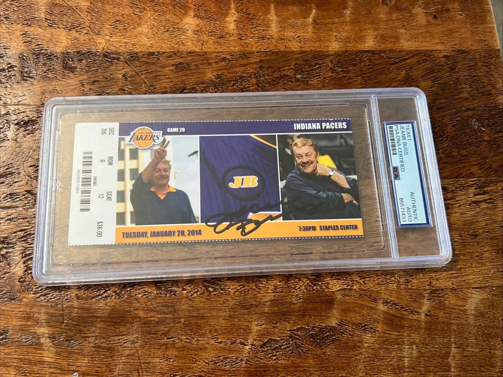 Jeanie Buss Signed Ticket Stub PSA DNA Coa Slabbed Encapsulated Lakers
