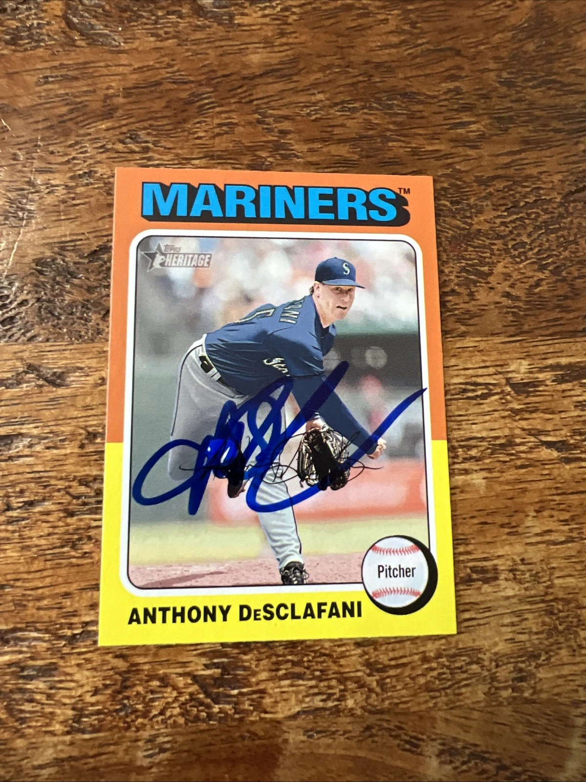 Anthony DeSclafani IP Signed 2024 Topps Heritage Card Mariners Autographed