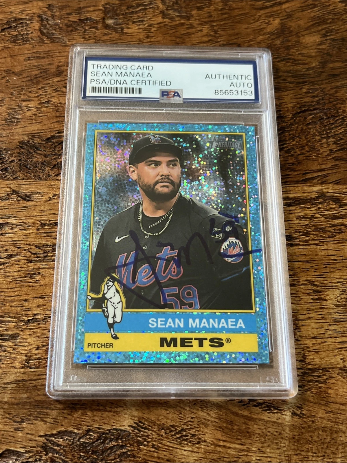 Sean Manaea IP Signed Topps Heritage Card Psa Dna Coa Slab Autographed Mets