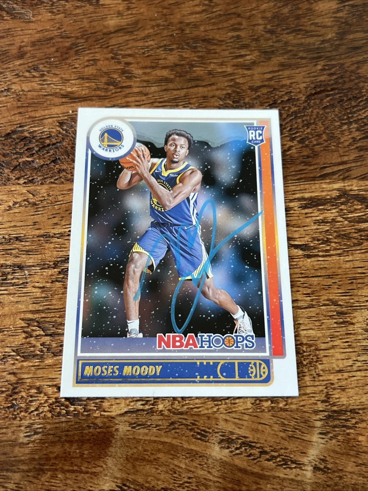 Moses Moody IP Signed 2021-22 NBA Hoops Winter Edition Rookie Card Warriors Auto