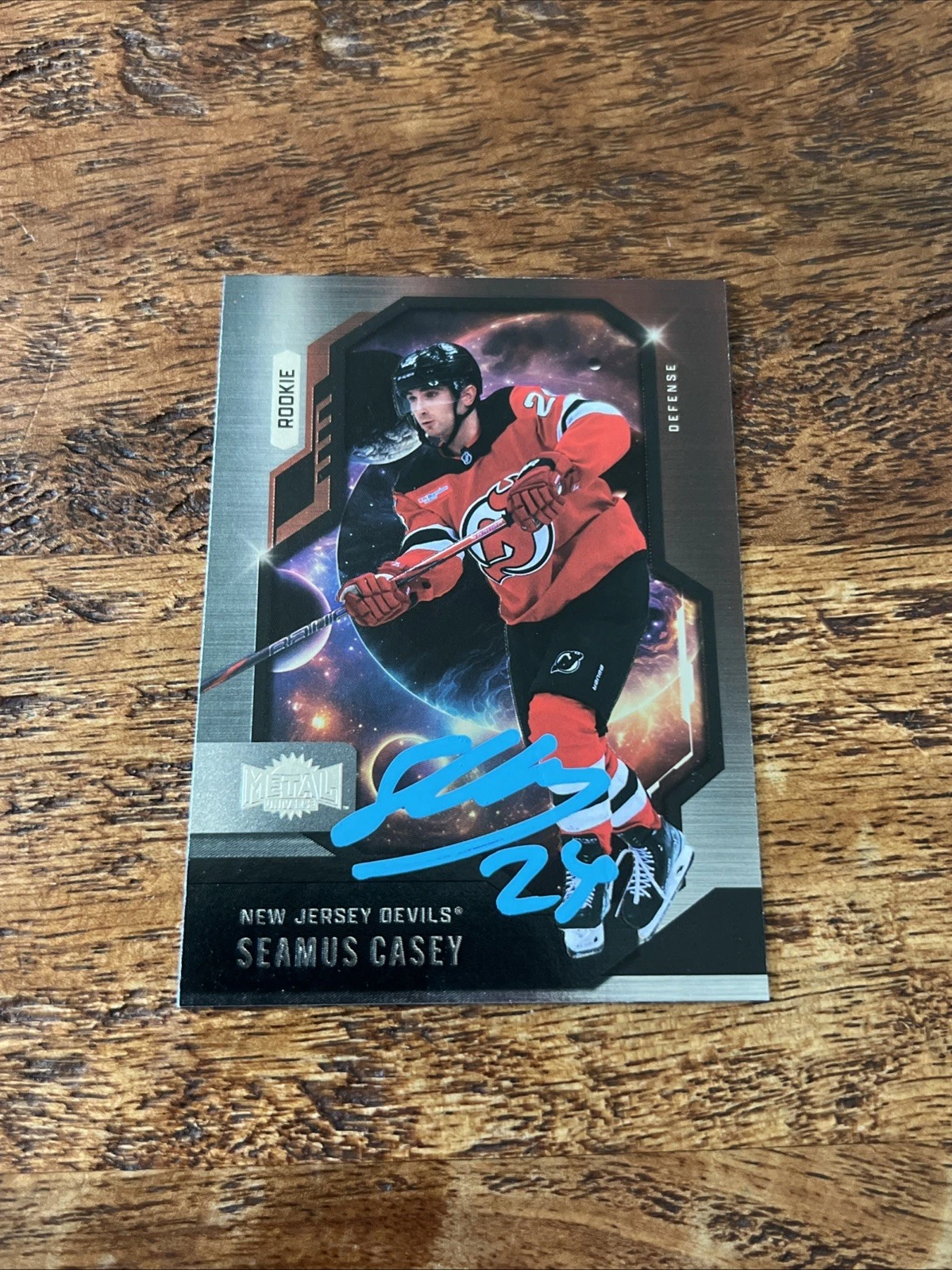 Seamus Casey IP Signed 2024-25 Skybox Metal Universe RC Card Devils Autographed
