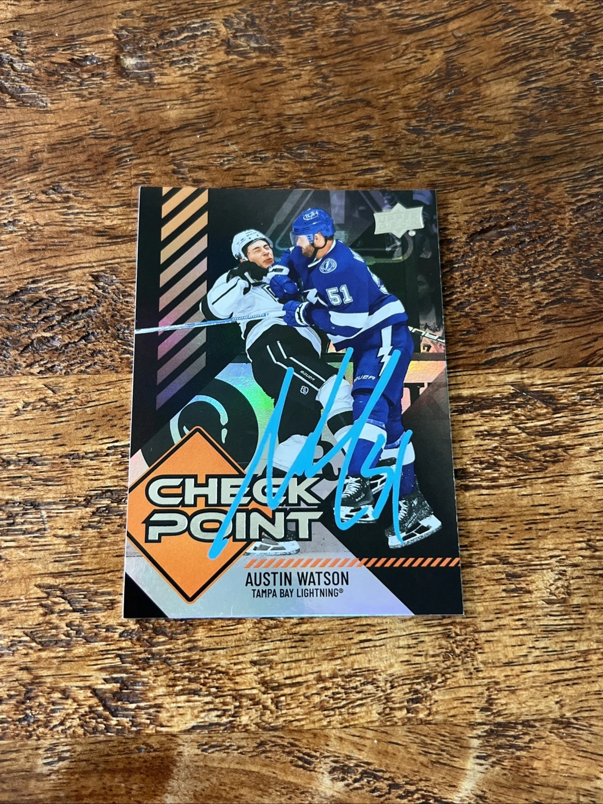 Austin Watson IP Signed 2024-25 Upper Deck Checkpoint Black Card Lightning Auto