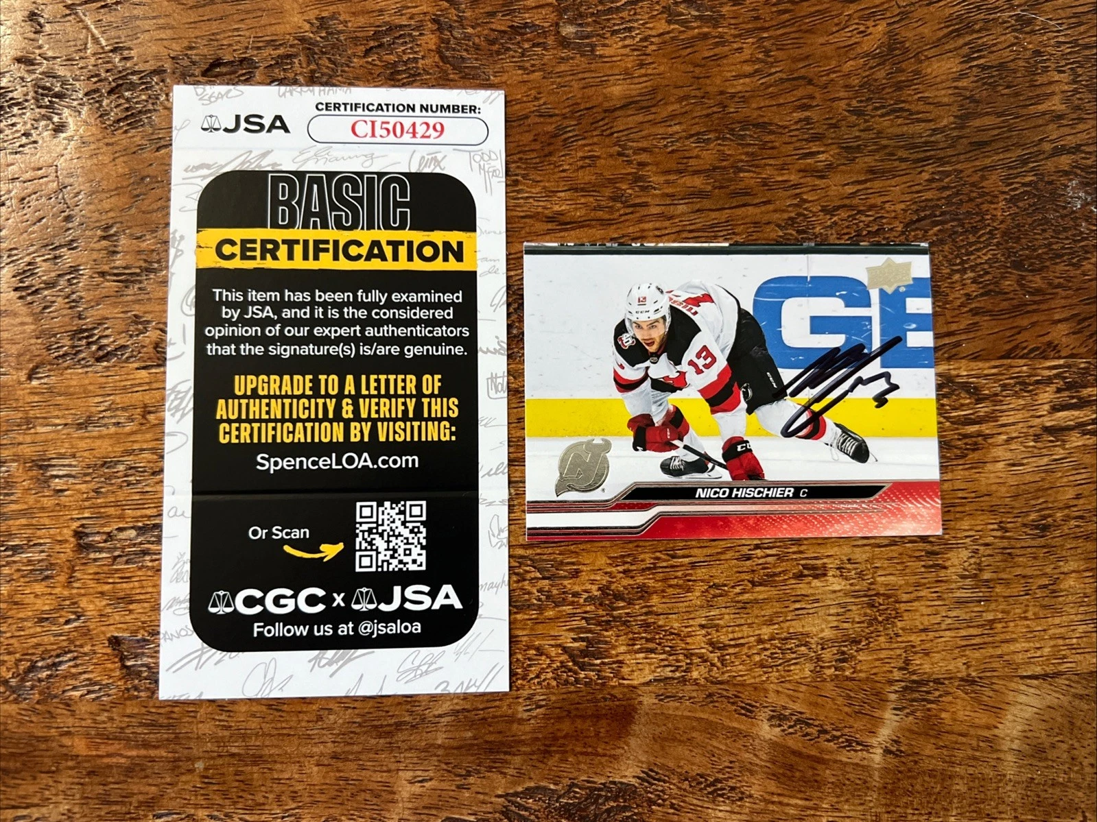 Nico Hischier IP Signed Upper Deck Card JSA Coa Devils Autographed