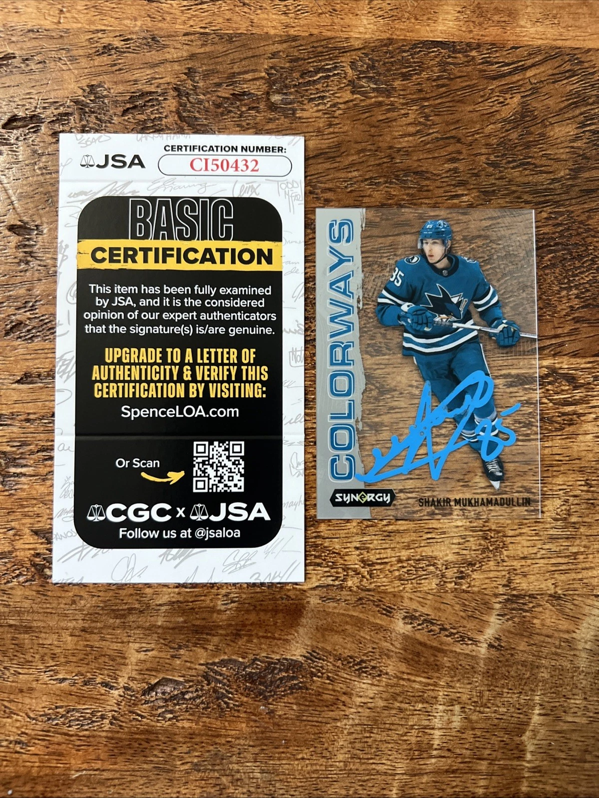 Shakir Mukhamadullin IP Signed UD Synergy RC Card JSA Coa Sharks Autographed