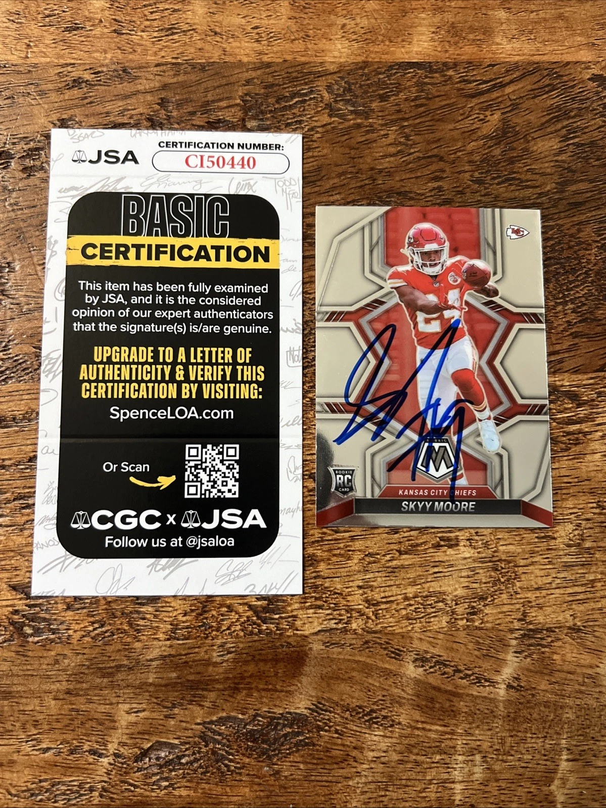 Skyy Moore IP Signed Mosaic Rookie Card JSA Coa Chiefs Autographed