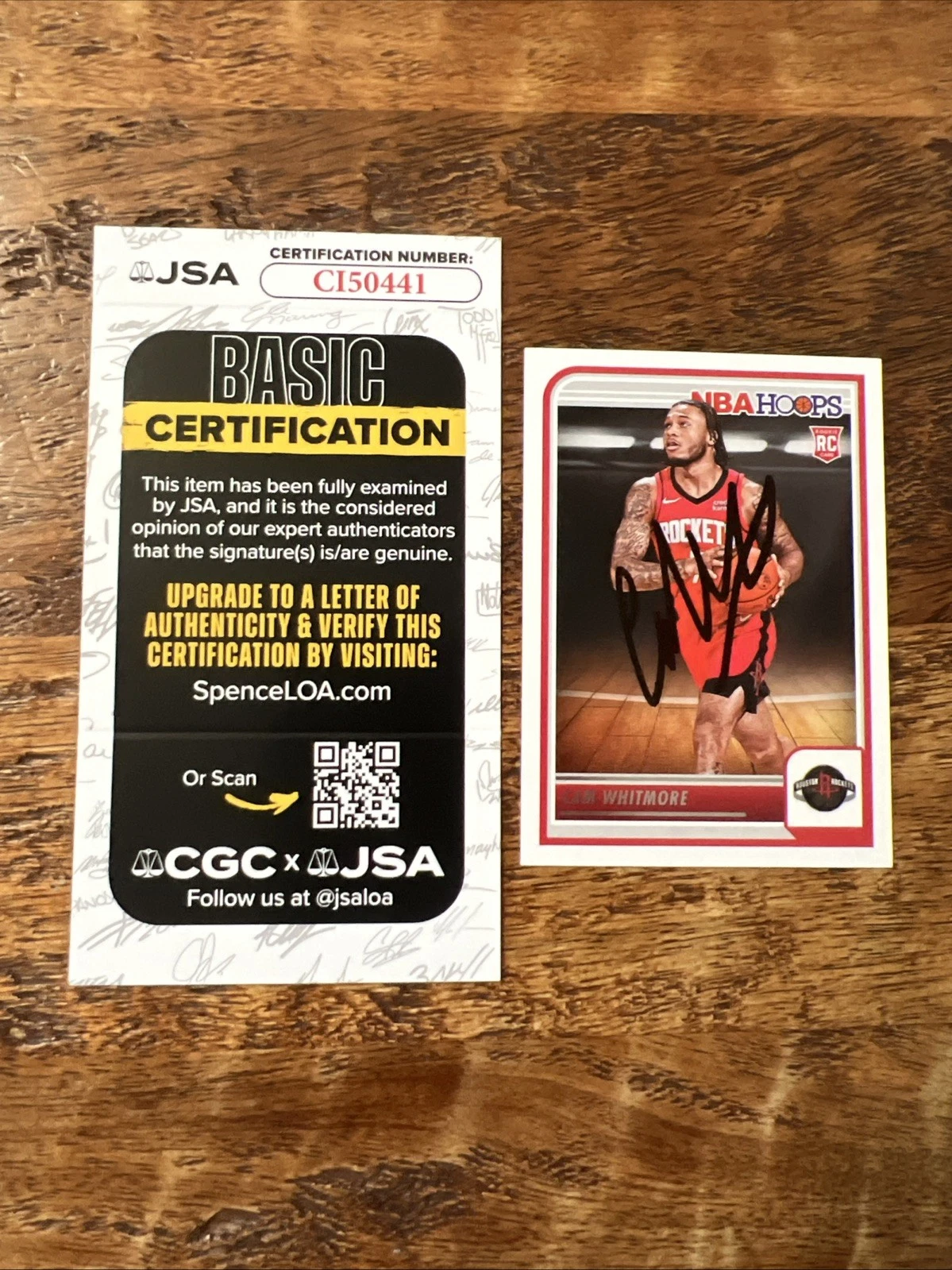 Cam Whitmore IP Signed NBA Hoops Rookie Card JSA Coa Autographed Rockets