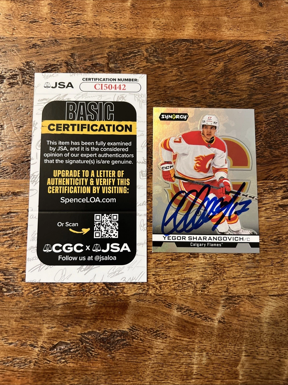 Yegor Sharangovich IP Signed Upper Deck Synergy Card JSA Coa Flames Autographed