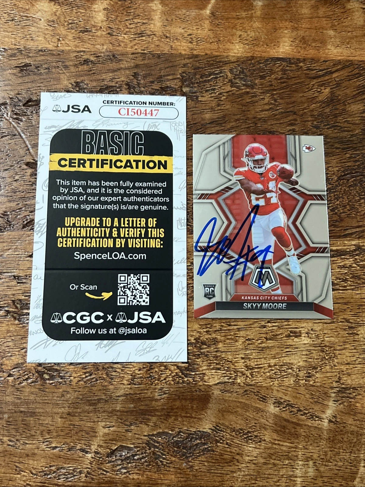 Skyy Moore IP Signed Mosaic Rookie Card JSA Coa Chiefs Autographed