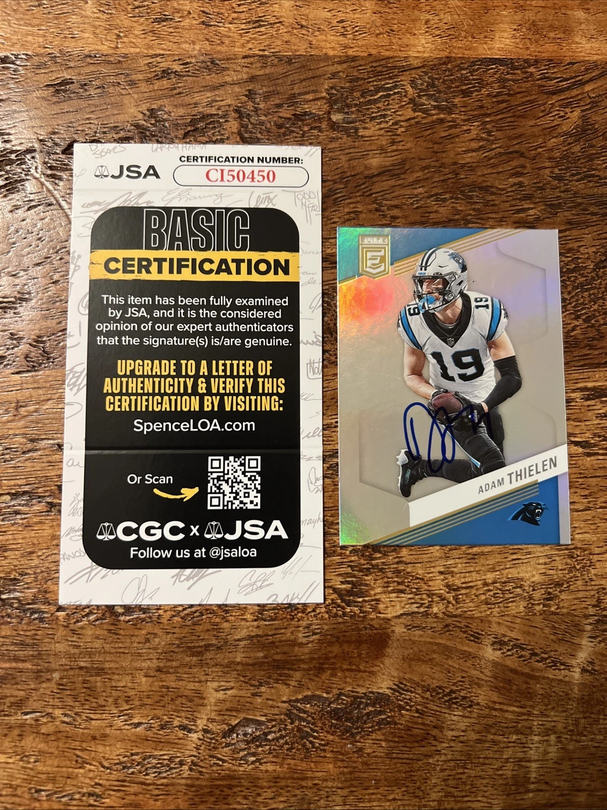 Adam Thielen IP Signed Panini Elite Card JSA Coa Panthers Autographed