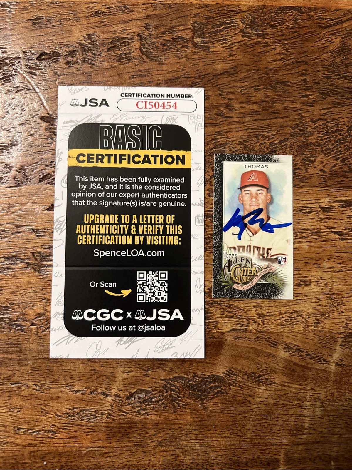 Alek Thomas IP Signed Mini Allen & Ginter RC Card JSA Coa Diamondbacks Auto