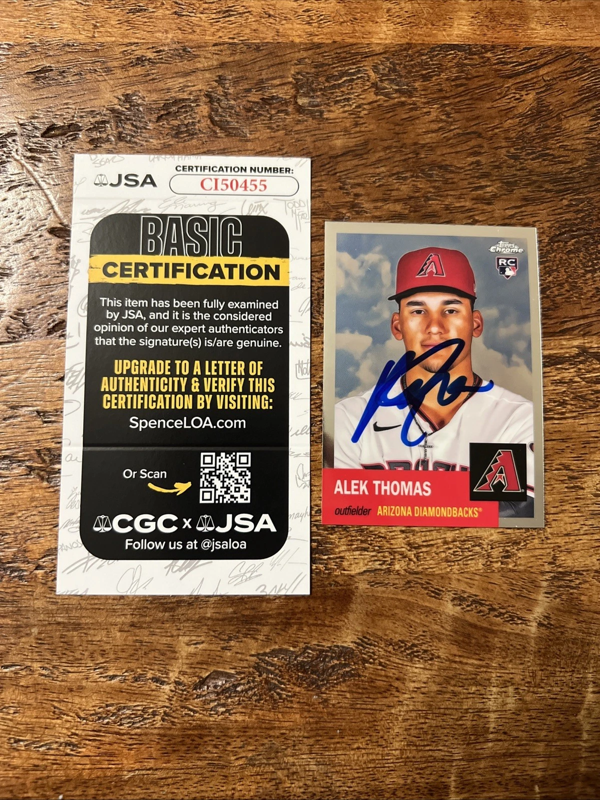 Alek Thomas IP Signed Topps Chrome RC Card JSA Coa Diamondbacks Autographed