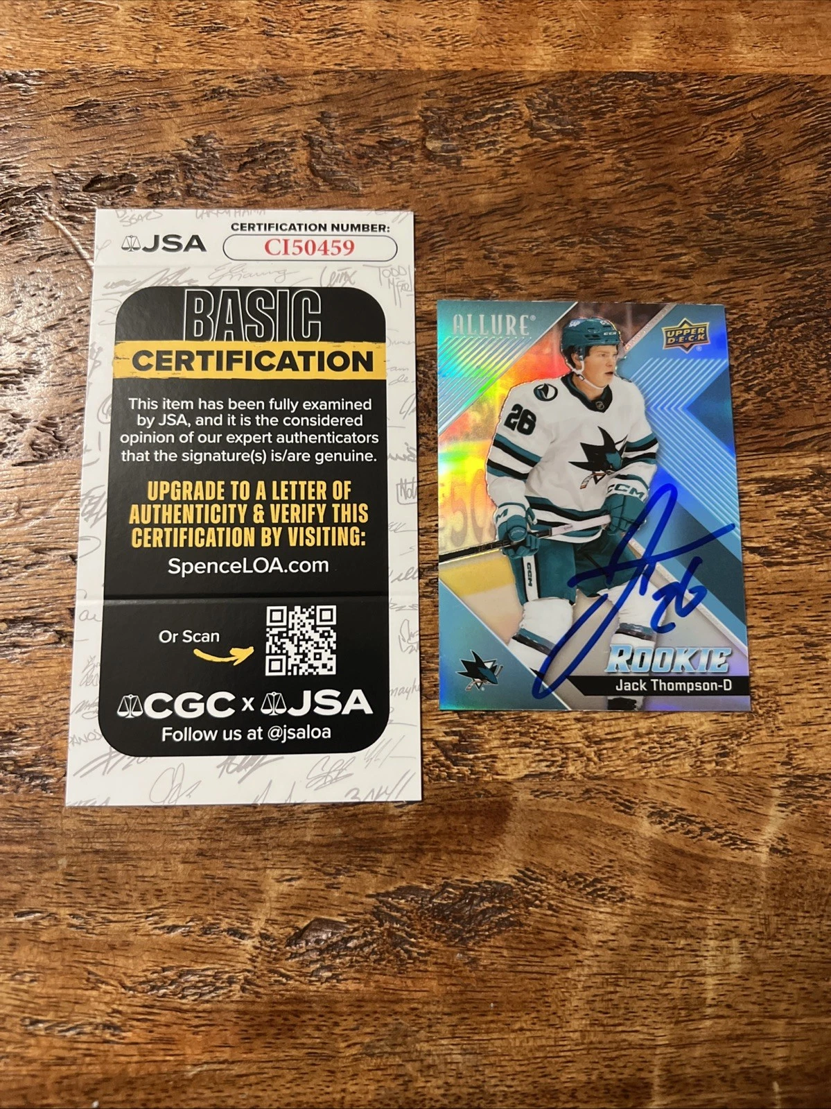 Jack Thompson IP Signed Upper Deck Allure Rookie Card JSA Coa Sharks Autographed