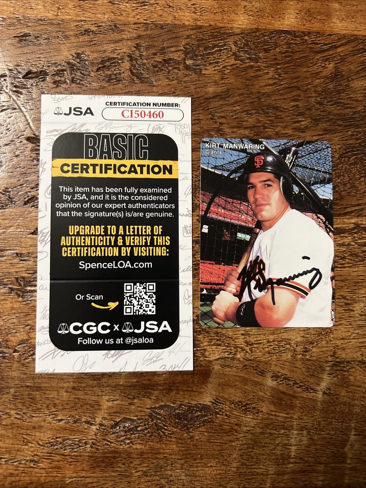 Kirt Manwaring IP Signed Mothers Cookies Card JSA Coa Autographed Giants