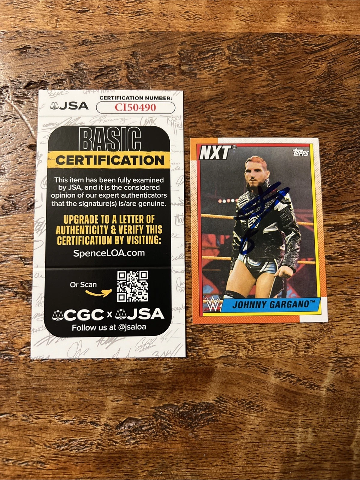 Johnny Gargano IP Signed Topps Card JSA Coa Autographed WWE