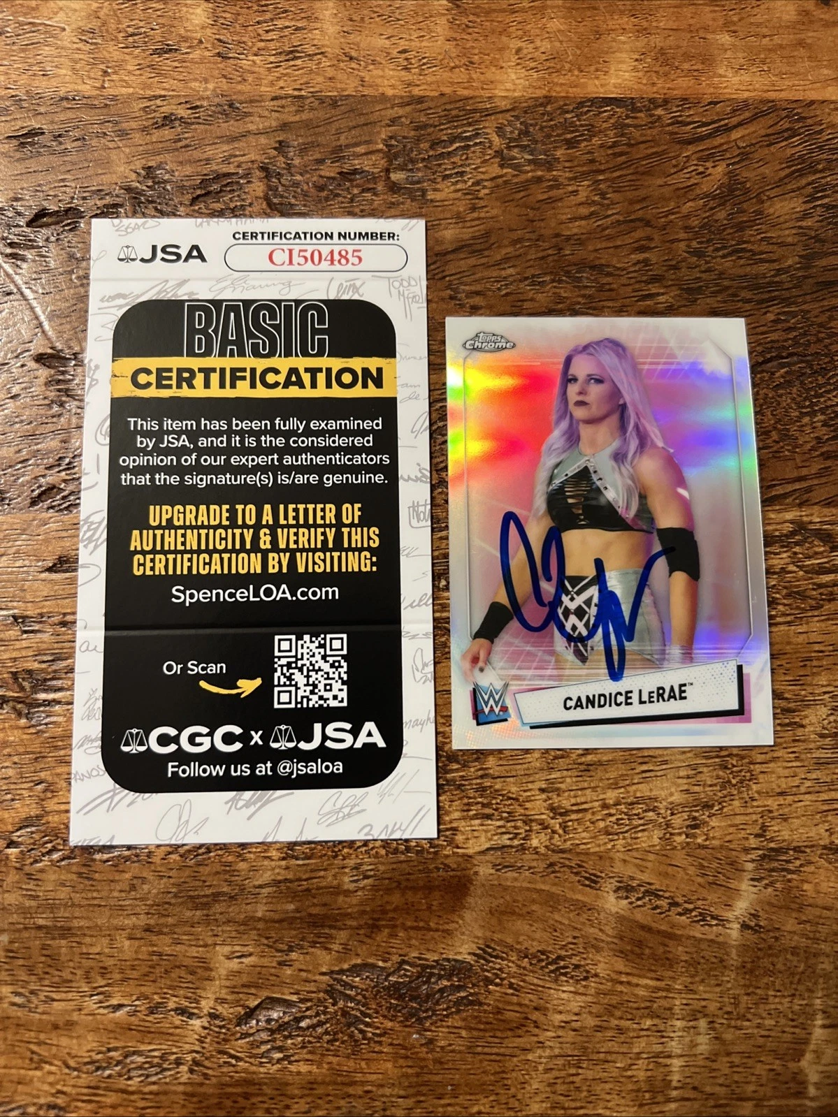 Candice LeRae IP Signed Topps Chrome Card JSA Coa Autographed WWE
