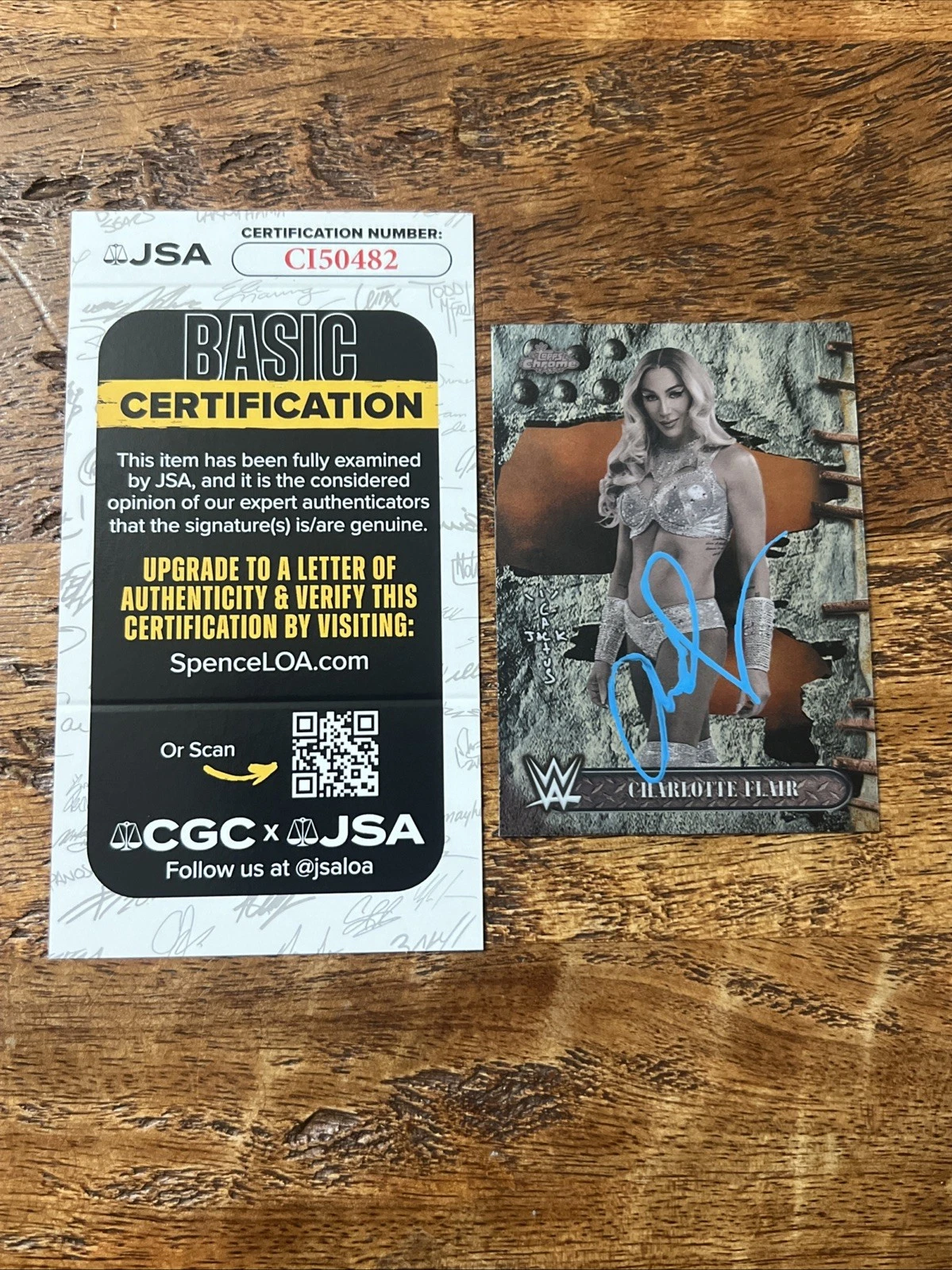 Charlotte Flair IP Signed Topps Chrome Cactus Jack Card JSA Coa Autographed WWE