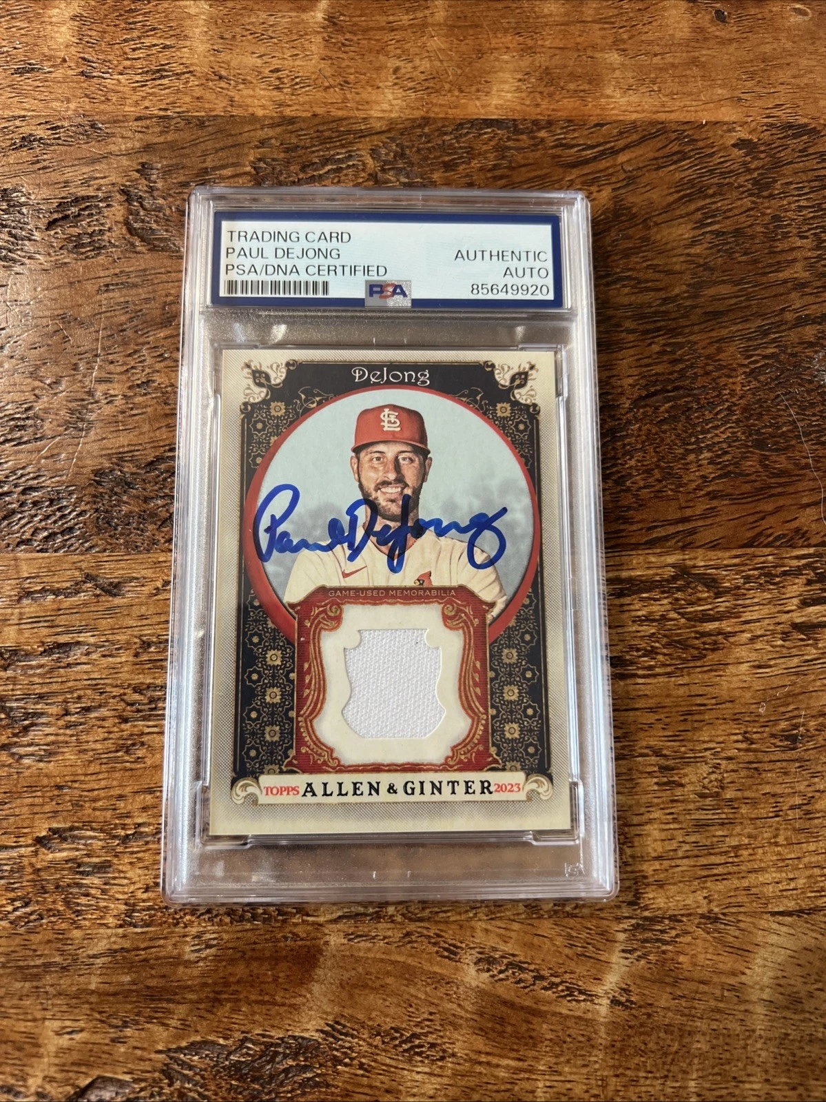 Paul DeJong IP Signed Allen & Ginter Jersey Card Psa Dna Slab Cardinals Auto
