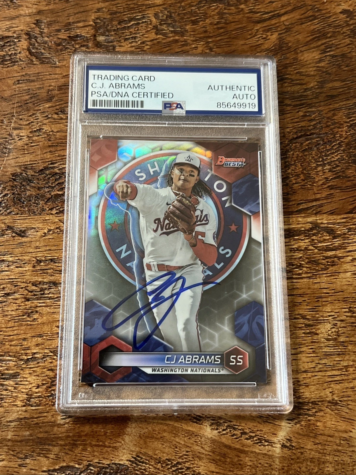 CJ Abrams IP Signed Bowman’s Best Card Psa Dna Coa Slab Autographed Nationals