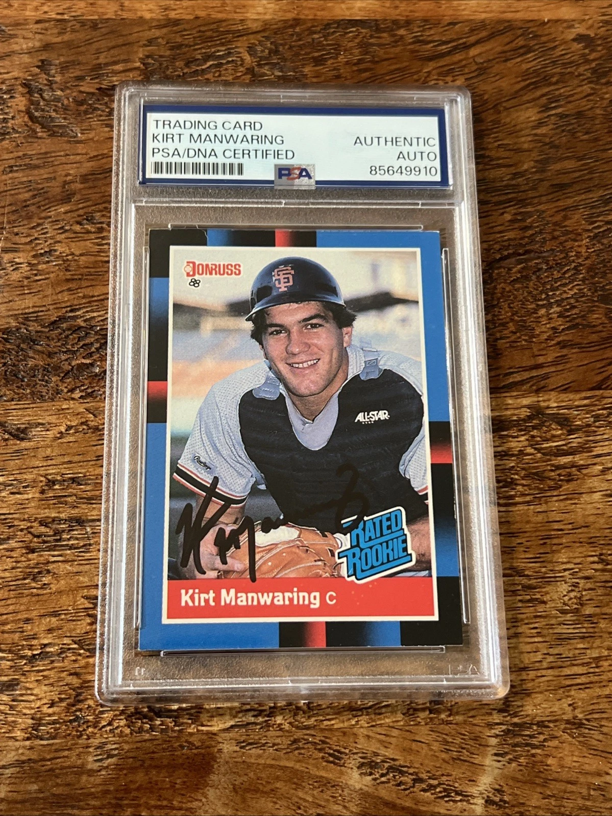 Kirt Manwaring IP Signed Donruss Rookie Card Psa Dna Slab Autographed Giants