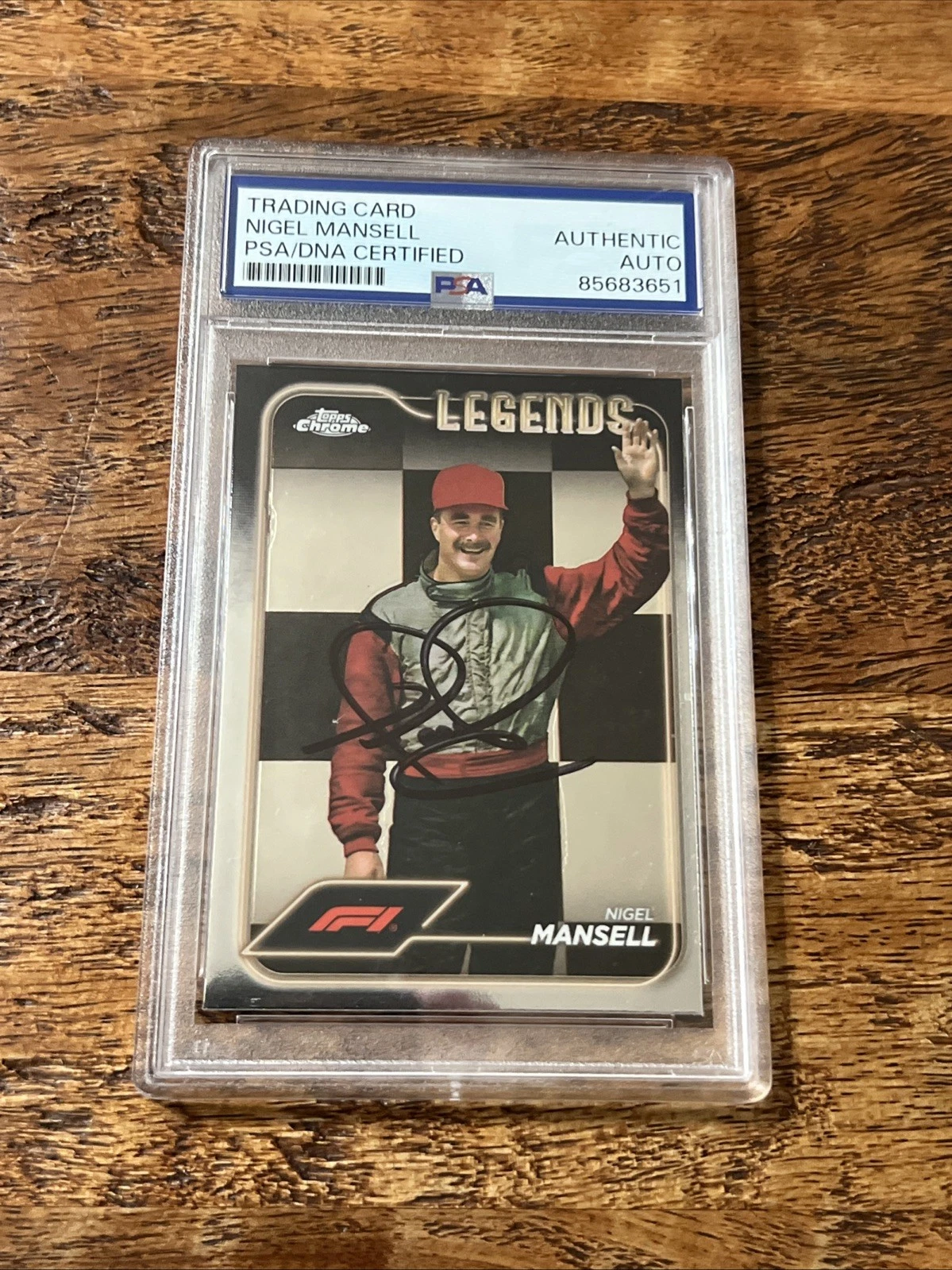 Nigel Mansell IP Signed Topps Chrome Card PSA DNA Slab Formula 1 Racing F1 Auto