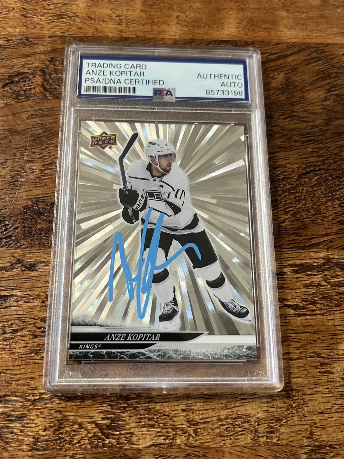 Anze Kopitar IP Signed UD Silver Outburst Card PSA DNA Slab Kings Autographed
