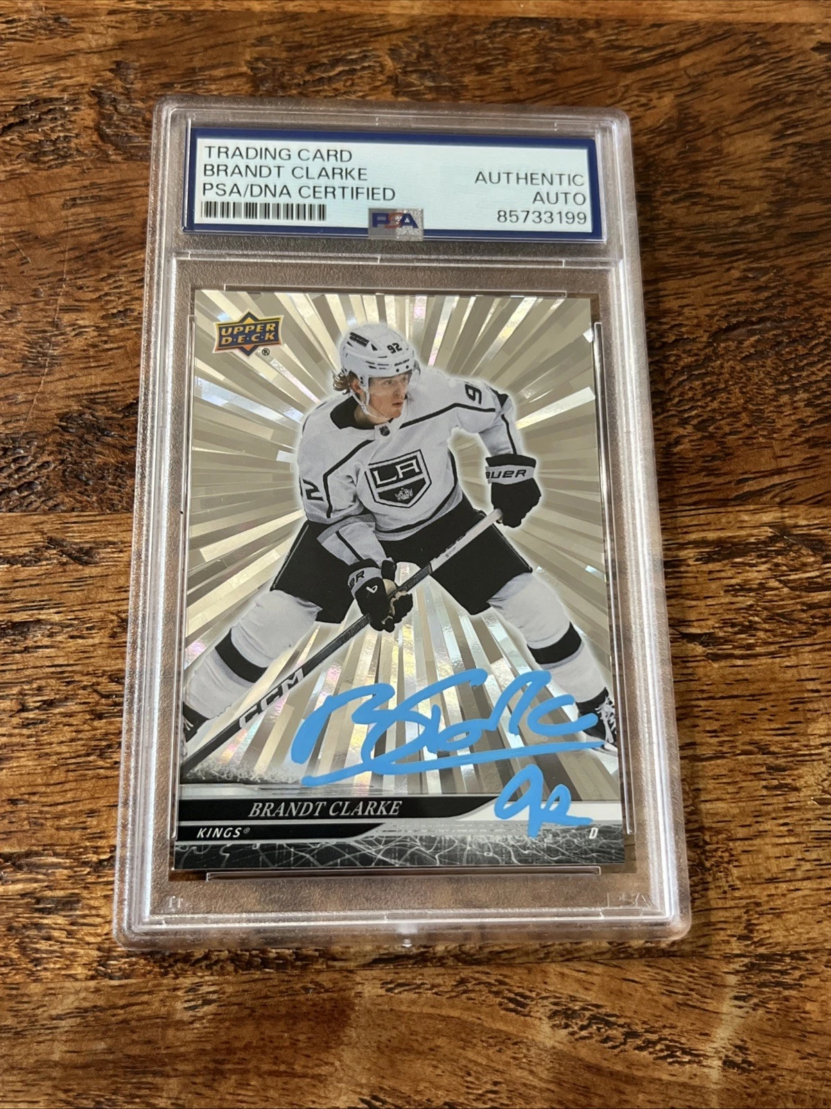 Brandt Clarke IP Signed UD Silver Outburst Card PSA DNA Slab Autographed Kings
