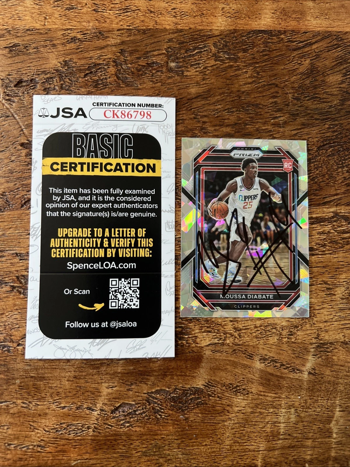 Moussa Diabate IP Signed Prizm Rookie Card JSA Coa Clippers Autographed