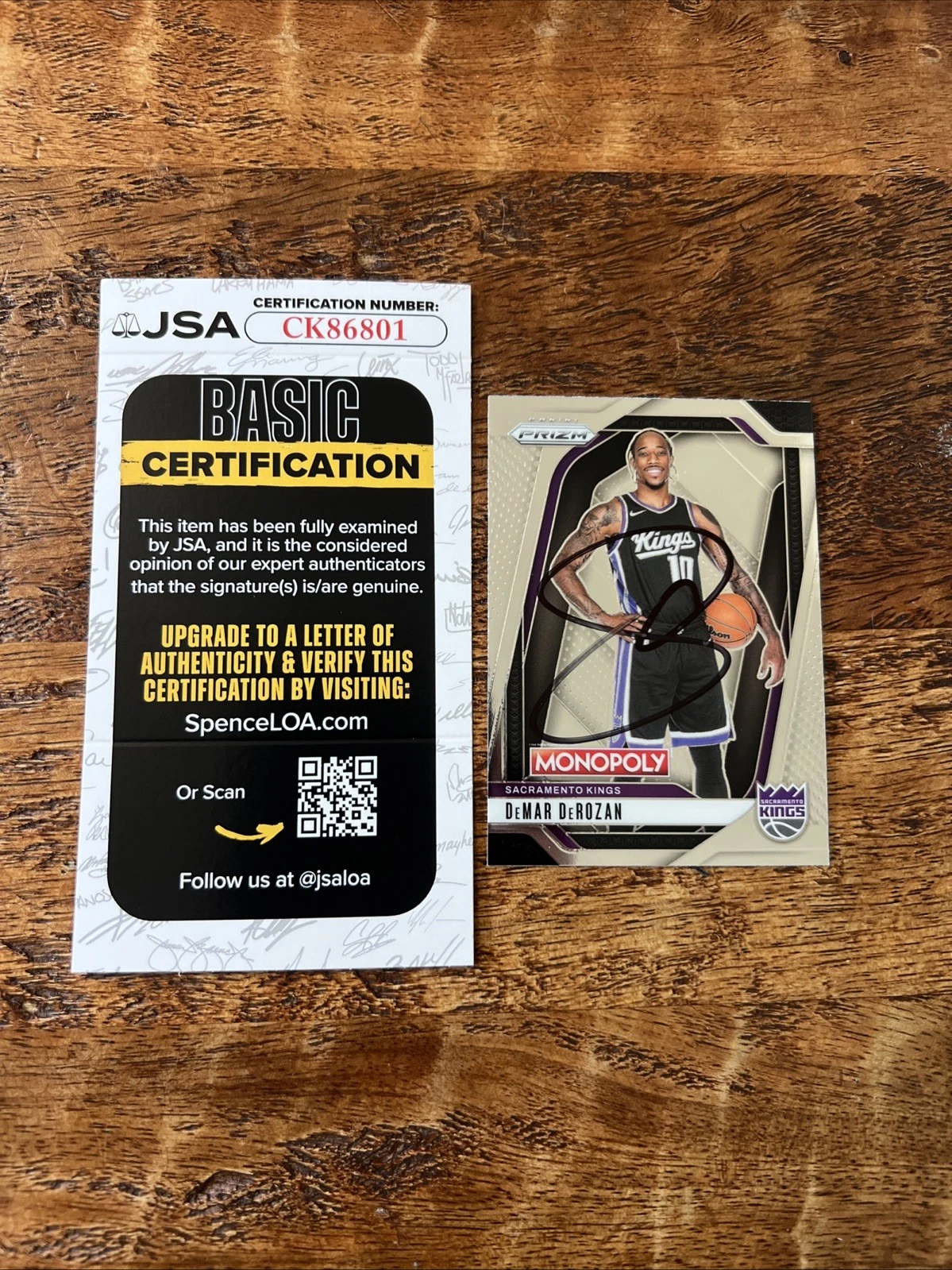 DeMar DeRozan IP Signed Prizm Monopoly Card JSA Coa Kings Autographed