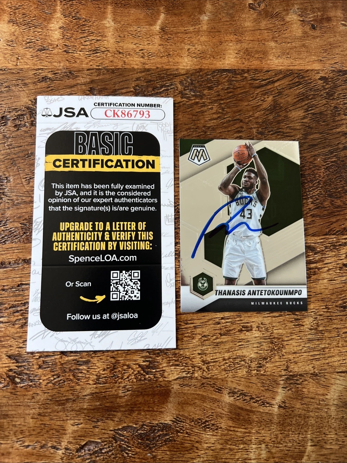 Thanasis Antetokounmpo IP Signed Panini Mosaic Card JSA Coa Bucks Autographed