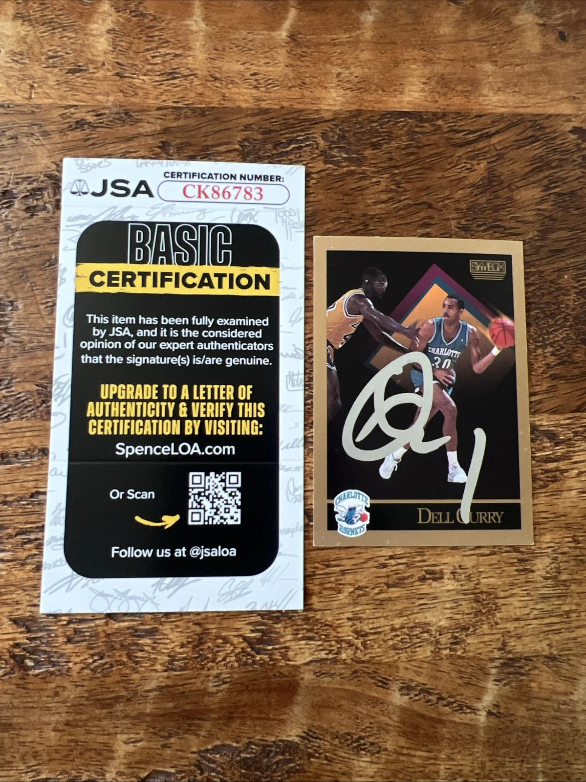 Dell Curry IP Signed Skybox Card JSA Coa Autographed Hornets