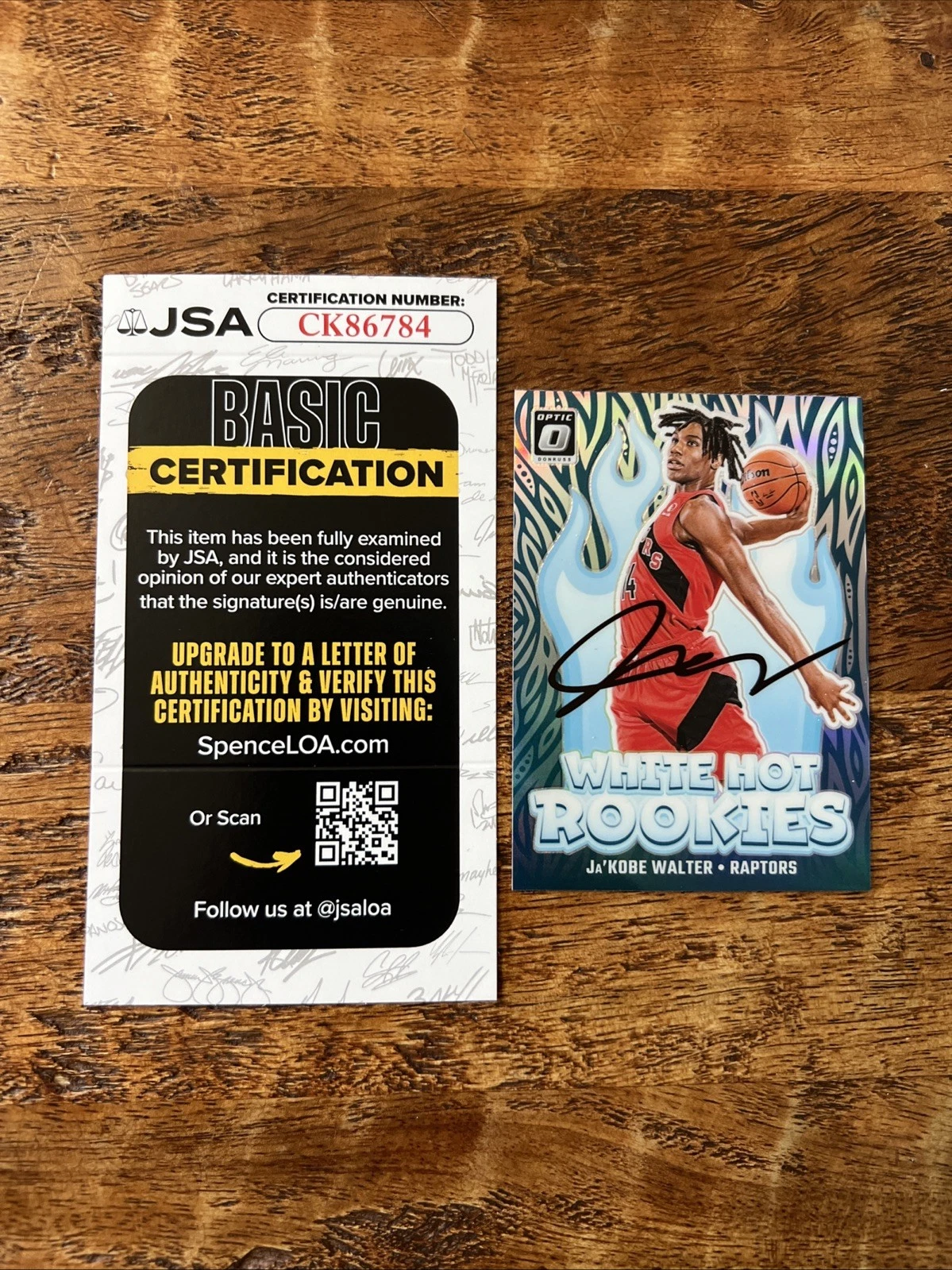 Ja'Kobe Walter IP Signed Optic Rookie Card JSA Coa Raptors Autographed